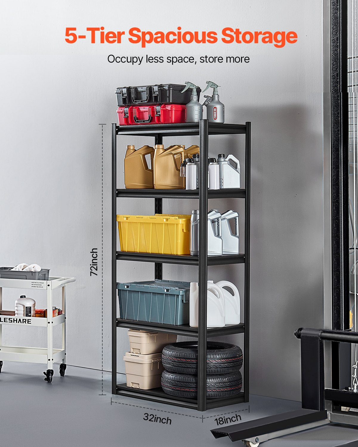 VEVOR Storage Shelves 18" D x 32" W x 72" H 5-tier Garage Storage Shelving