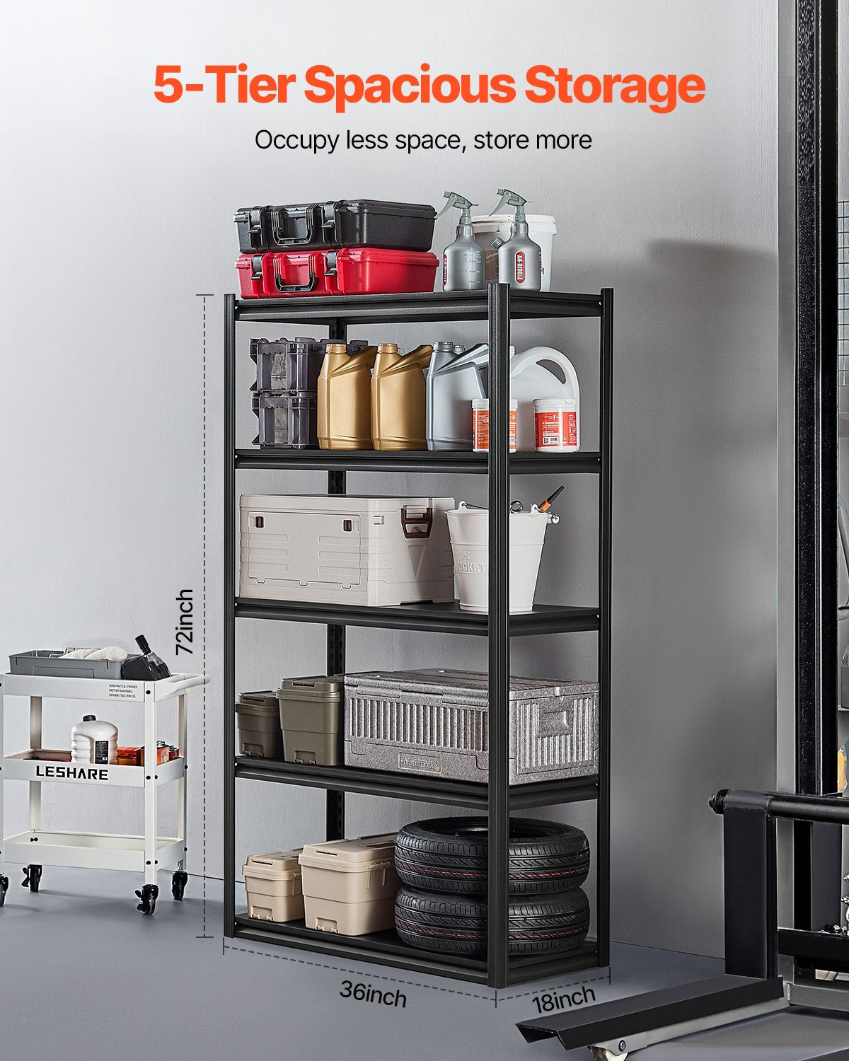 VEVOR Storage Shelves 18" D x 40" W x 72" H 5-tier Garage Storage Shelving