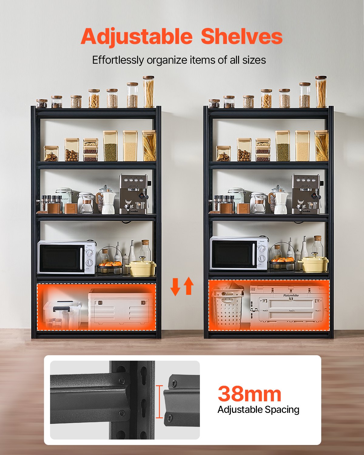 VEVOR Storage Shelves 18" D x 40" W x 72" H 5-tier Garage Storage Shelving