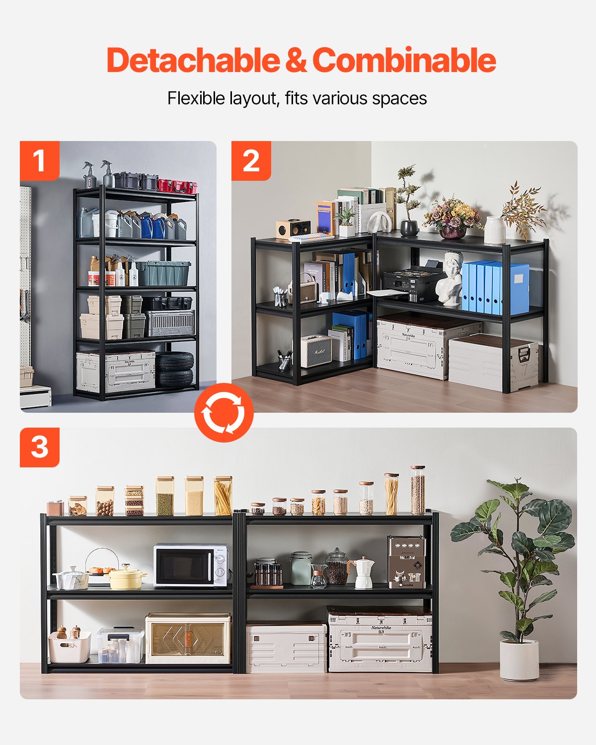 VEVOR Storage Shelves 18" D x 48" W x 78" H 5-tier Garage Storage Shelving