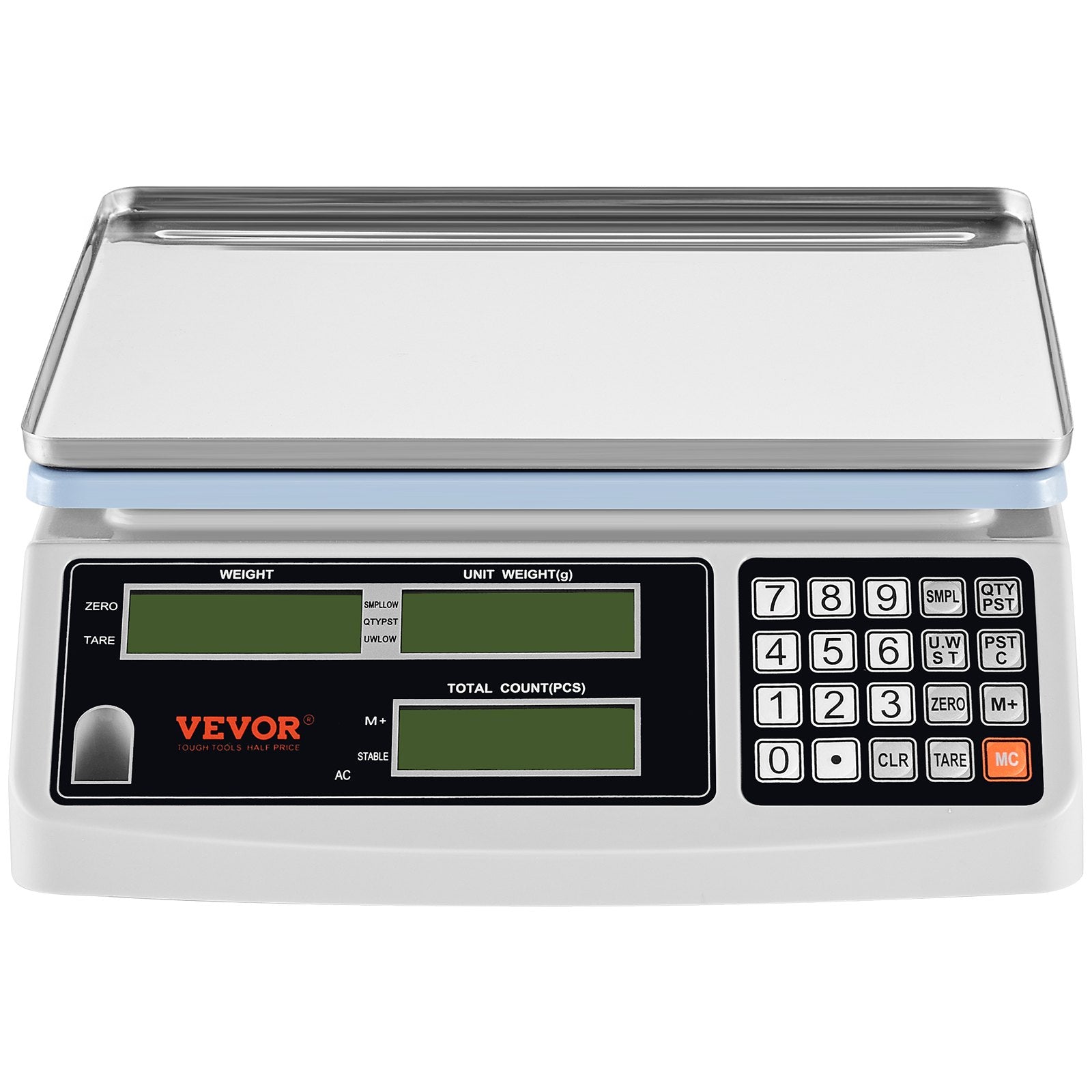 VEVOR Industrial Counting Scale, 30 kg x 1 g, Digital Scale for Parts and Coins, g/kg/lb Units, Electronic Gram Scale Inventory Piece Counting Scale Kitchen Jewelry Counting Scale with 3 LCD Screens