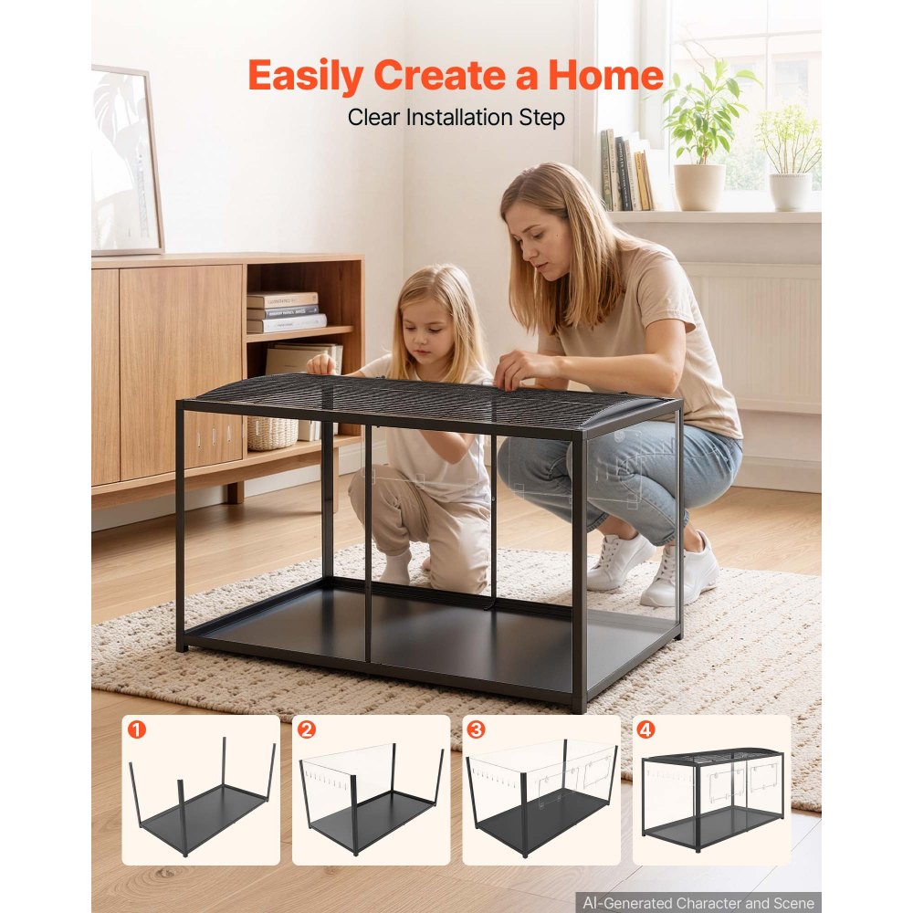 Large Hamster Cage 47.2" with 360° Clear Viewing | Metal Small Animal Habitat for Hamsters, Guinea Pigs & Gerbils