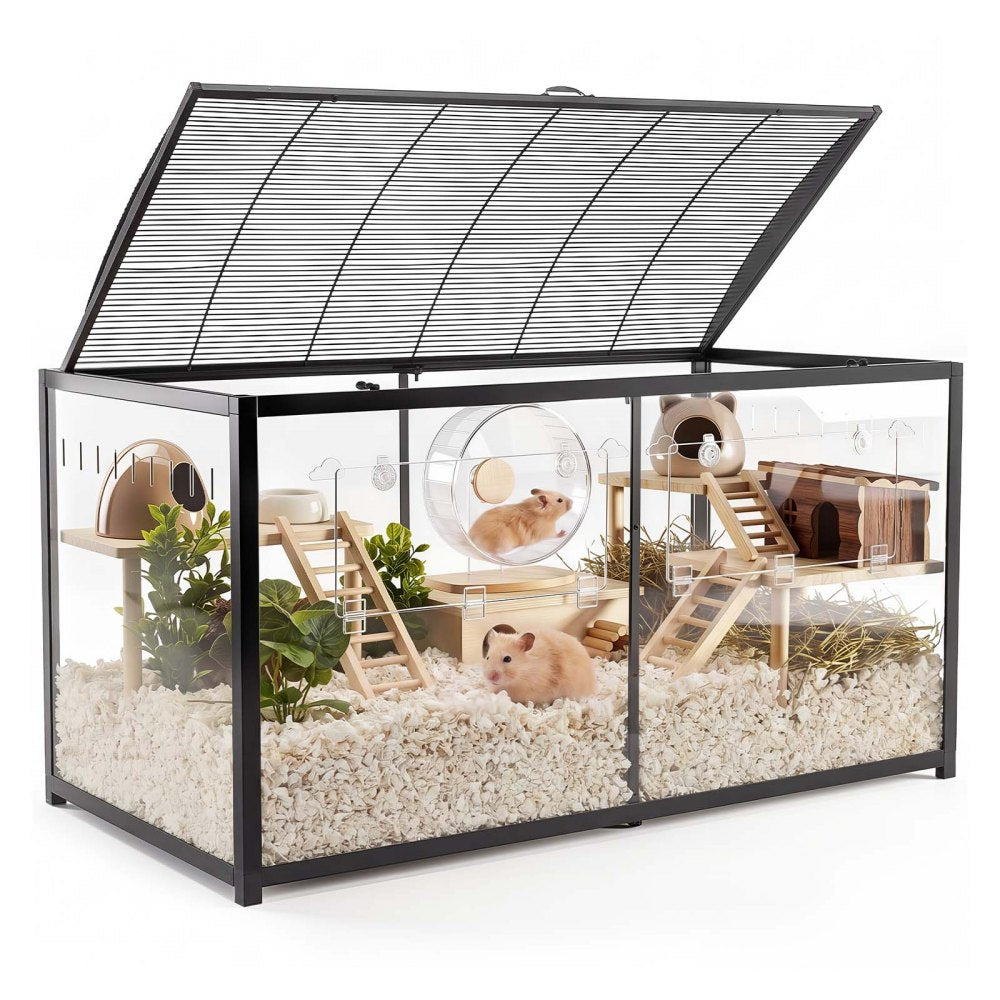 Large Hamster Cage 47.2" with 360° Clear Viewing | Metal Small Animal Habitat for Hamsters, Guinea Pigs & Gerbils