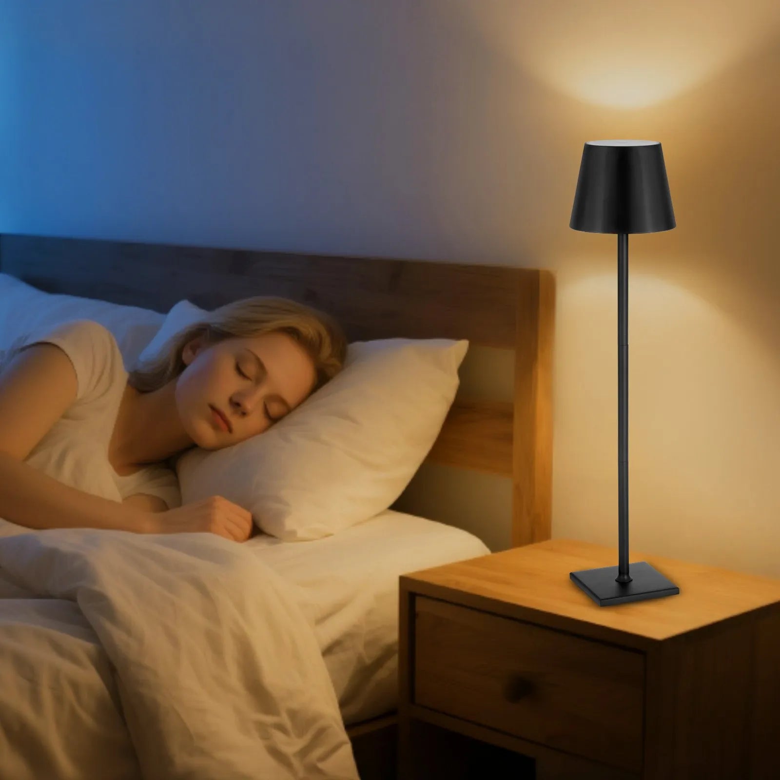 VEVOR Cordless Table Lamp 2PCS Rechargeable Battery Lamp Adjustable Height Black