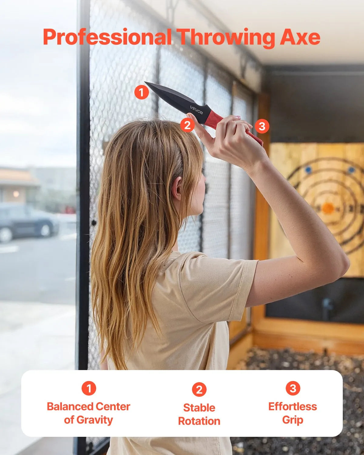 VEVOR Throwing Products Set 6 Pack 8.9 inch Stainless Steel with Nylon Sheath