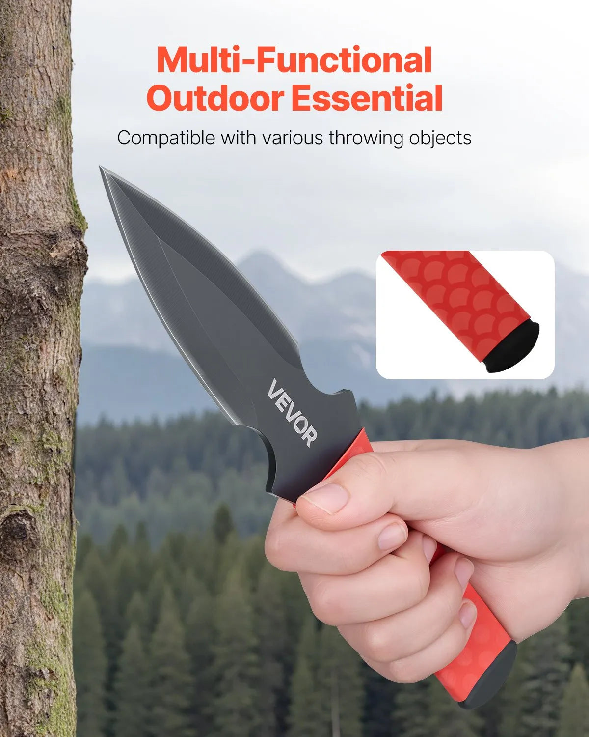 VEVOR Throwing Products Set 6 Pack 8.9 inch Stainless Steel with Nylon Sheath