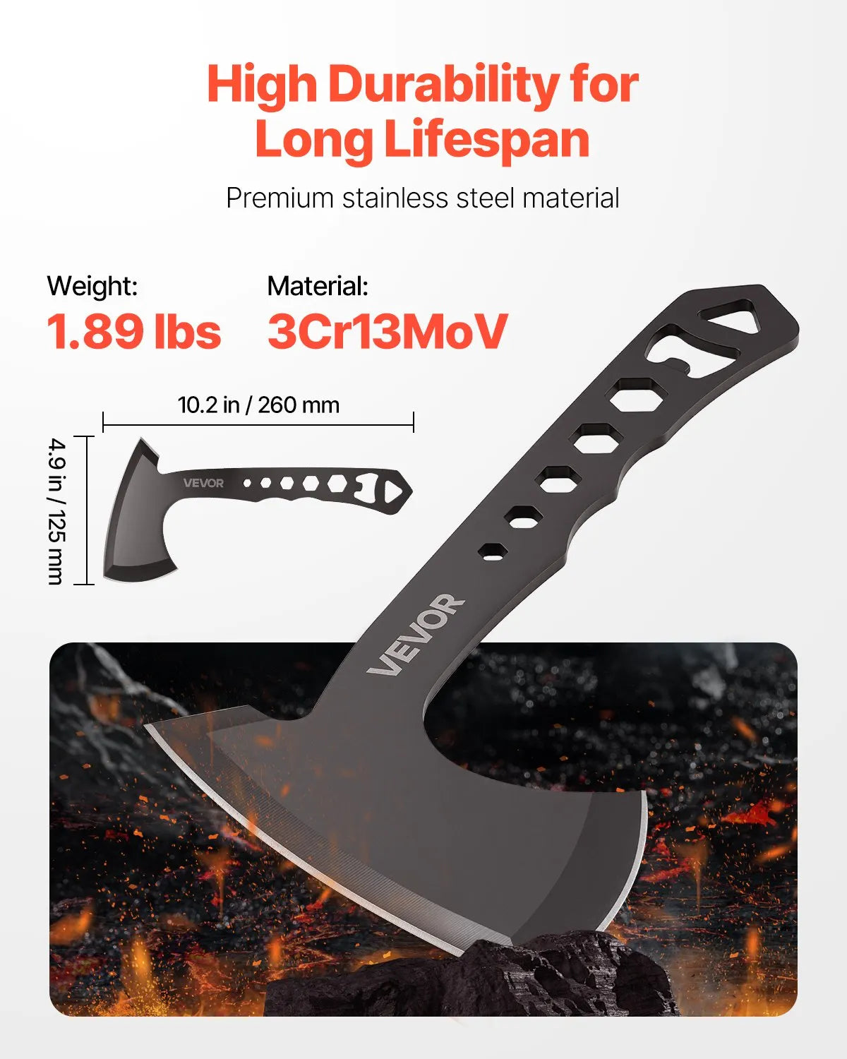 VEVOR Throwing Axes and Tomahawks 3Pack Axe Throwing Hatchet Set Stainless Steel