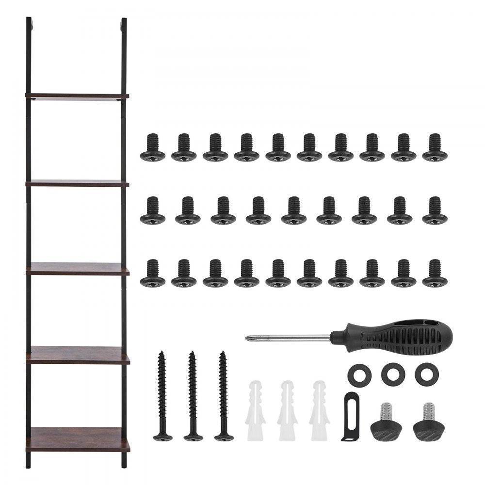 VEVOR Industrial Square Pipe Shelf 5 Tier 15.6x11.8in Wall-Mount for Bedroom