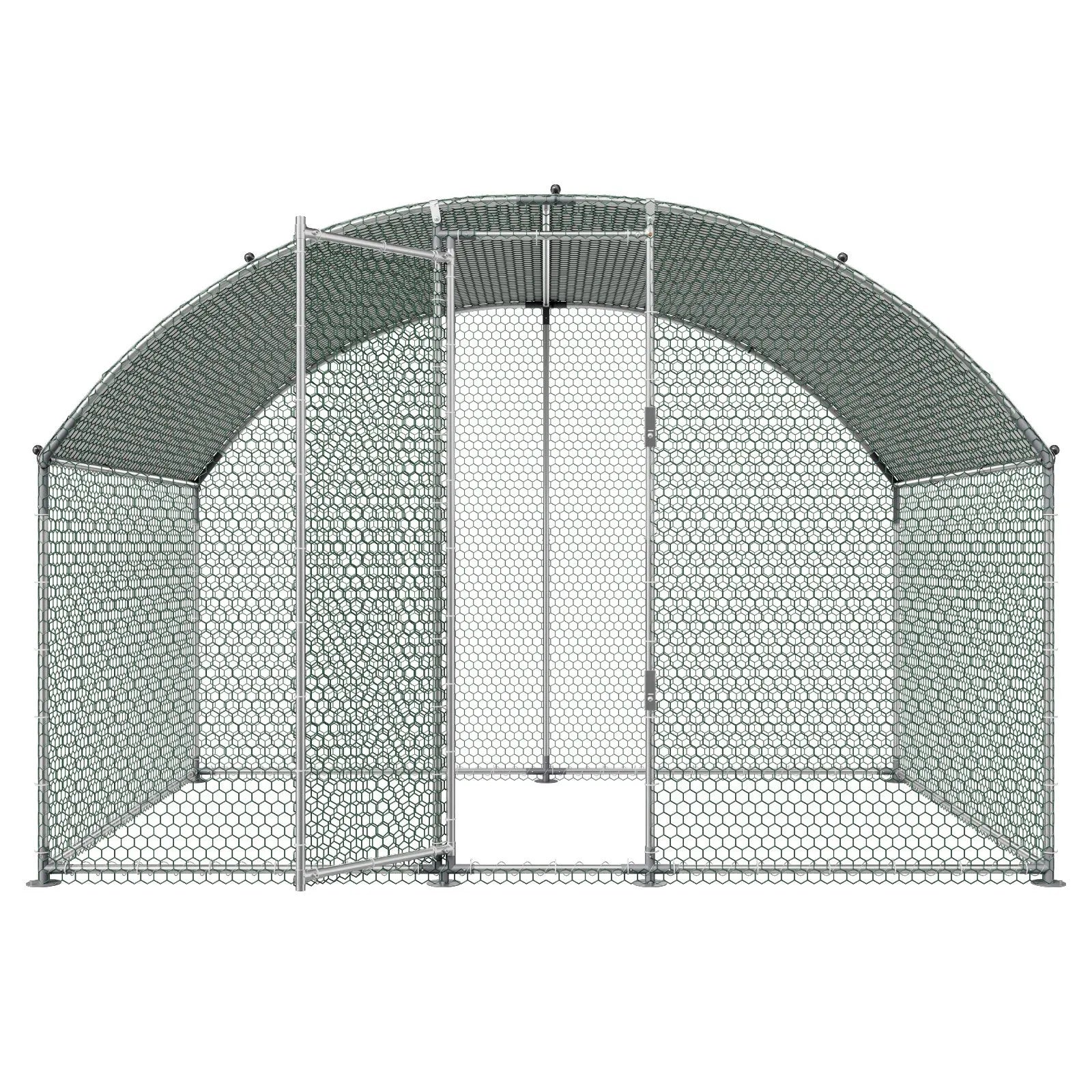 Large Walk-In Chicken Coop 9.8 x 6.6 x 6.6 FT – Metal Poultry Run with Dome Roof, Cover & Security Lock
