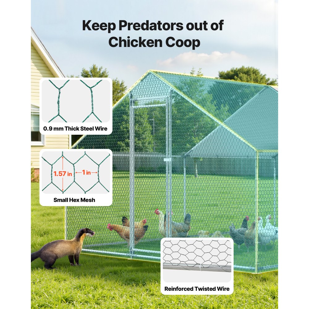 Large Walk-In Metal Chicken Coop with Waterproof Cover β 9.8 x 13.1 x 6.6 ft