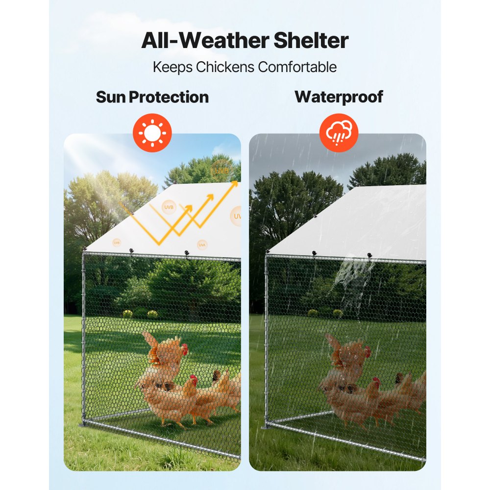 Large Walk-In Metal Chicken Coop with Waterproof Cover β 9.8 x 13.1 x 6.6 ft