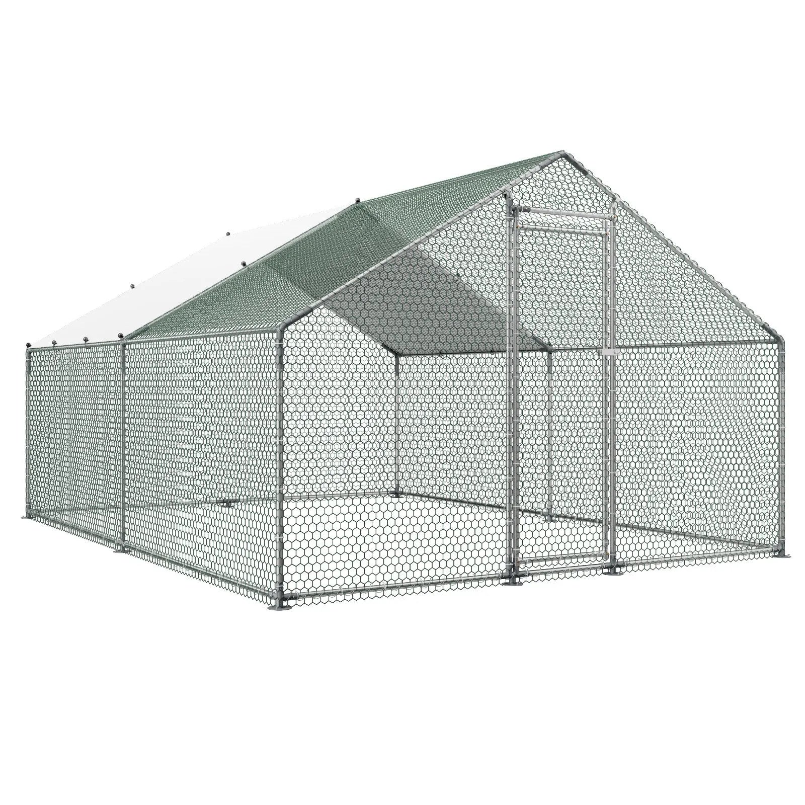 Large Walk-In Metal Chicken Coop with Waterproof Cover β 9.8 x 13.1 x 6.6 ft