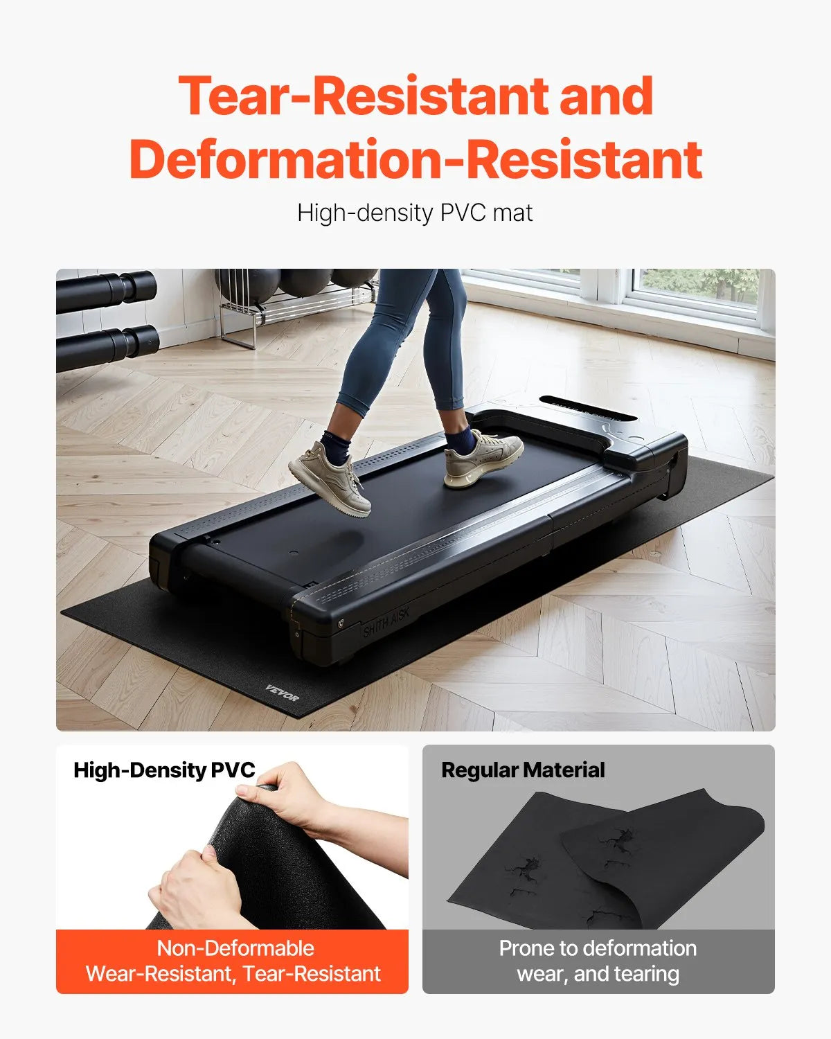 VEVOR Treadmill Mat for Carpet Floor 1/4" Thick 30"x60" Exercise Equipment Mat