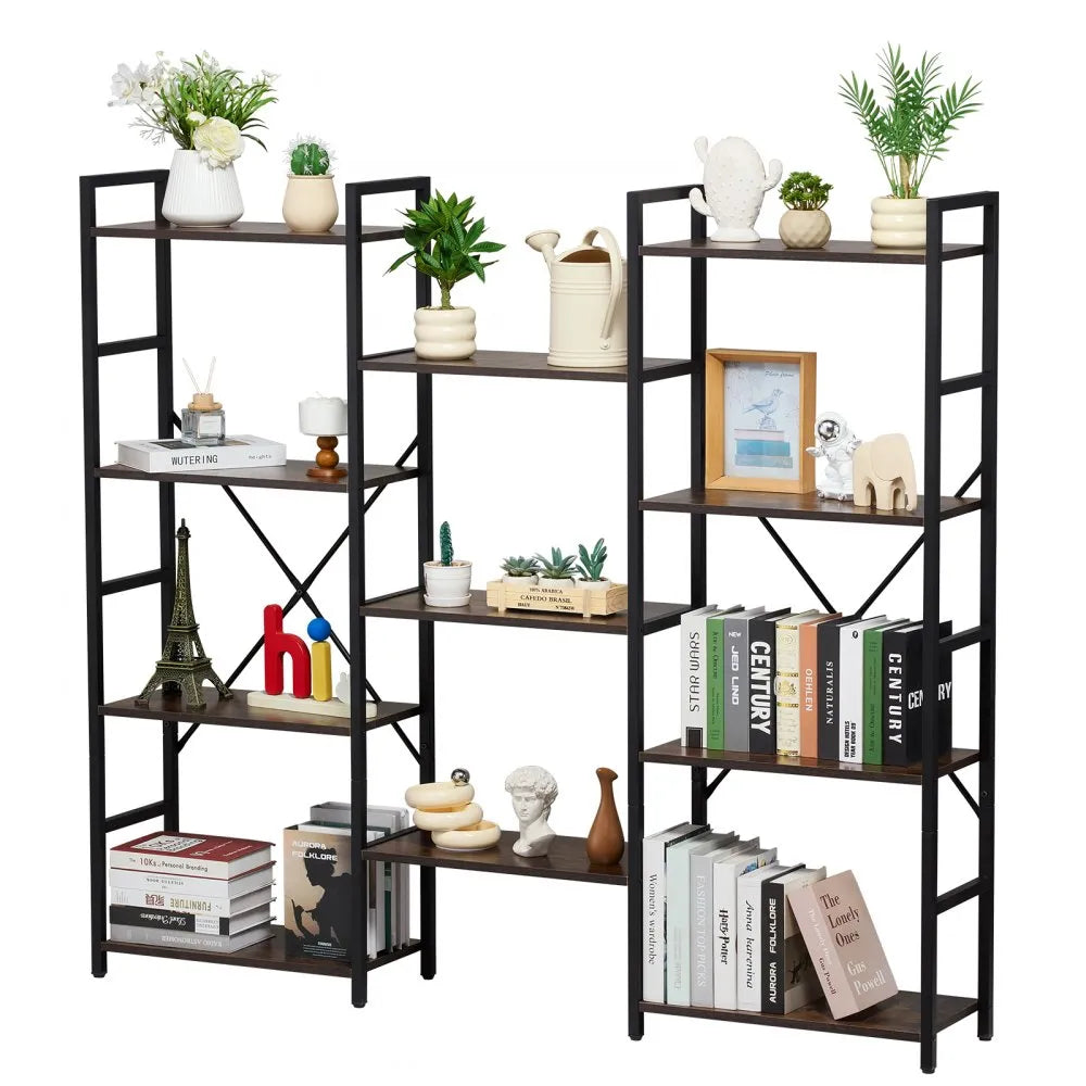 VEVOR Metal Bookshelf Rustic Bookshelf 11-Tier for Living room Bedroom & Office