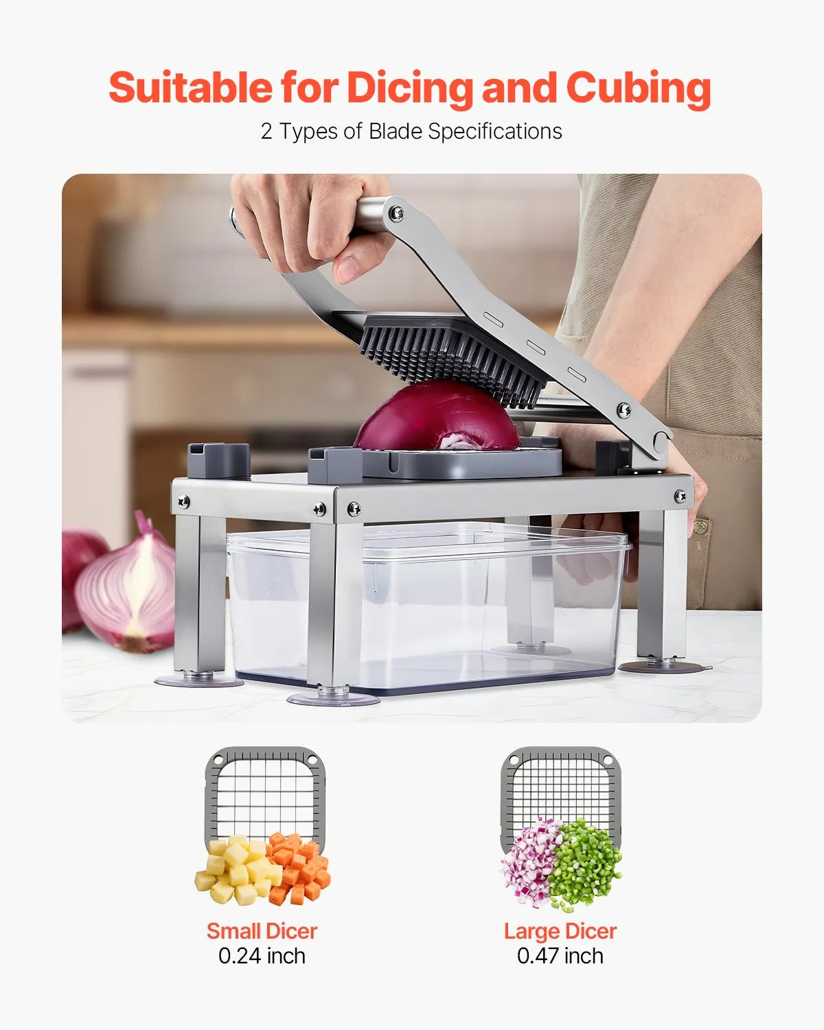 VEVOR Vegetable Chopper Mandoline Slicer All-in-1 Food Veggie Cutter 8 Blades