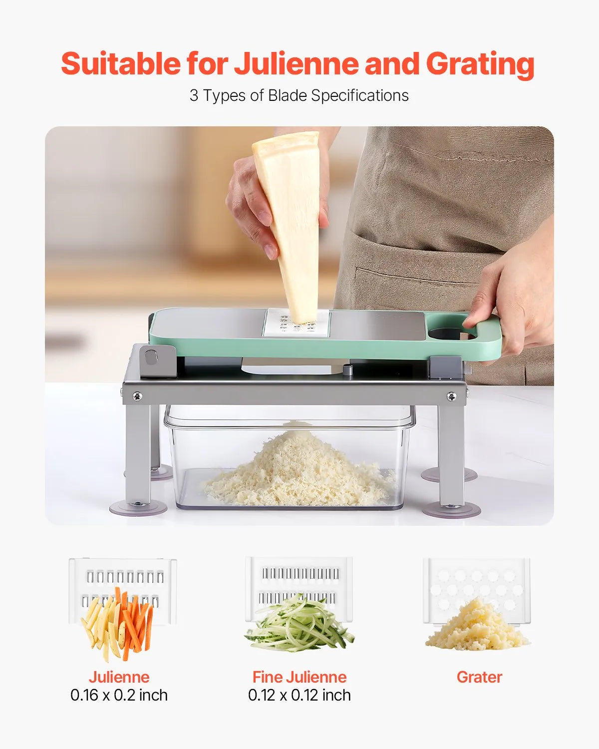 VEVOR Vegetable Chopper Mandoline Slicer All-in-1 Food Veggie Cutter 8 Blades