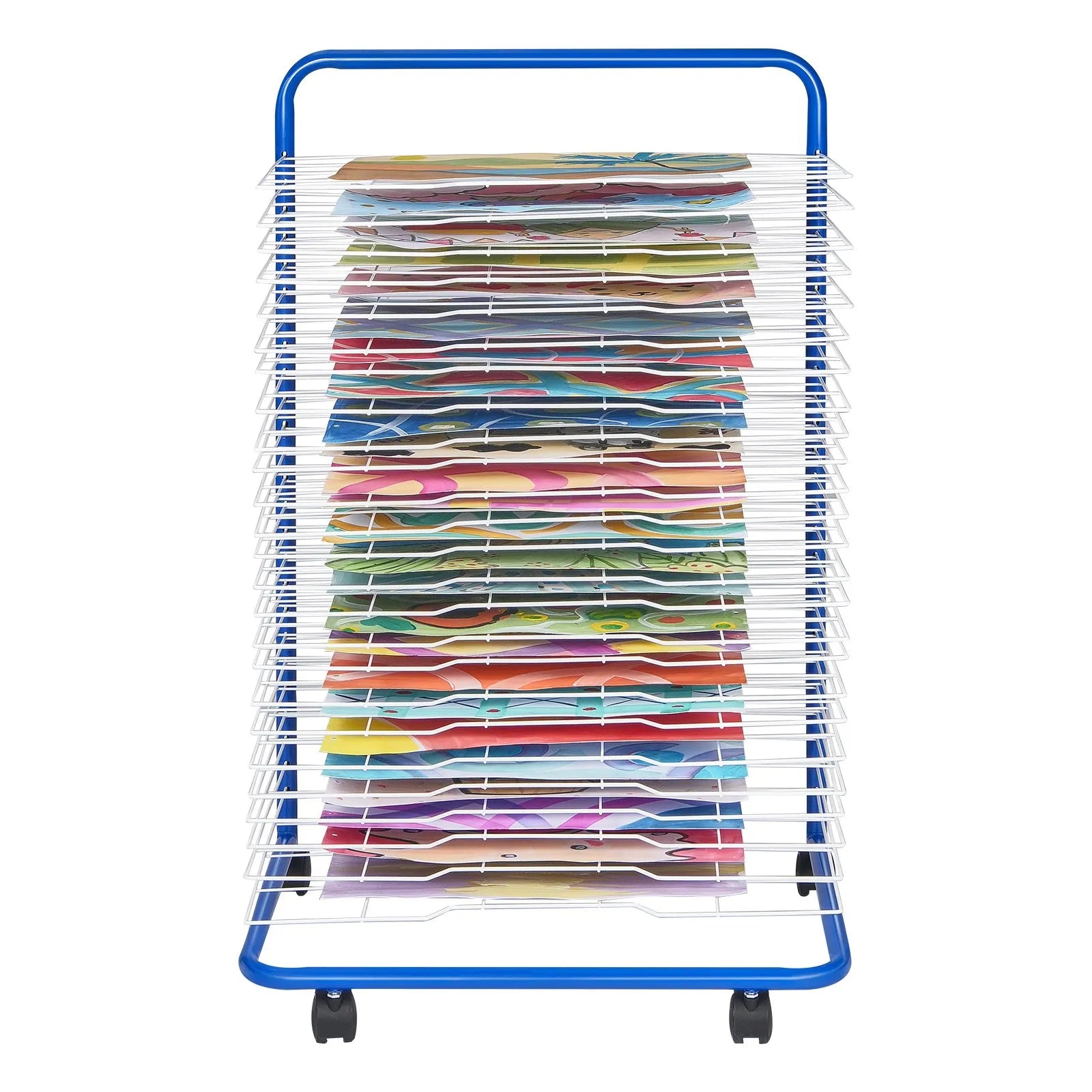 VEVOR Art Drying Rack 25 Removable Shelves Paint Drying Rack With 4 Wheels Blue