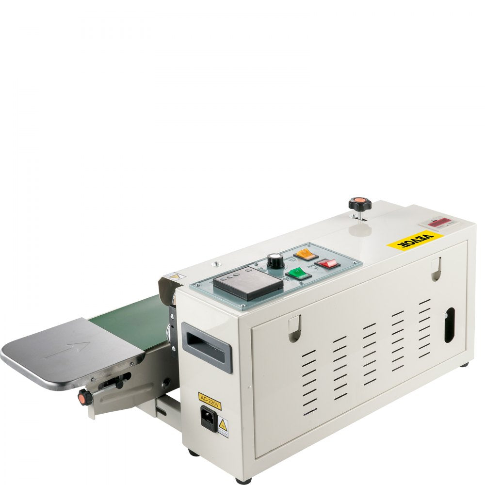VEVOR Continuous Bag Band Sealing Machine FR900K Band Sealer Machine with Digital Temperature Control Horizontal Bag Sealer for 0.02-0.08 mm Plastic Bags Continuous Band Sealer w/ Printing Function
