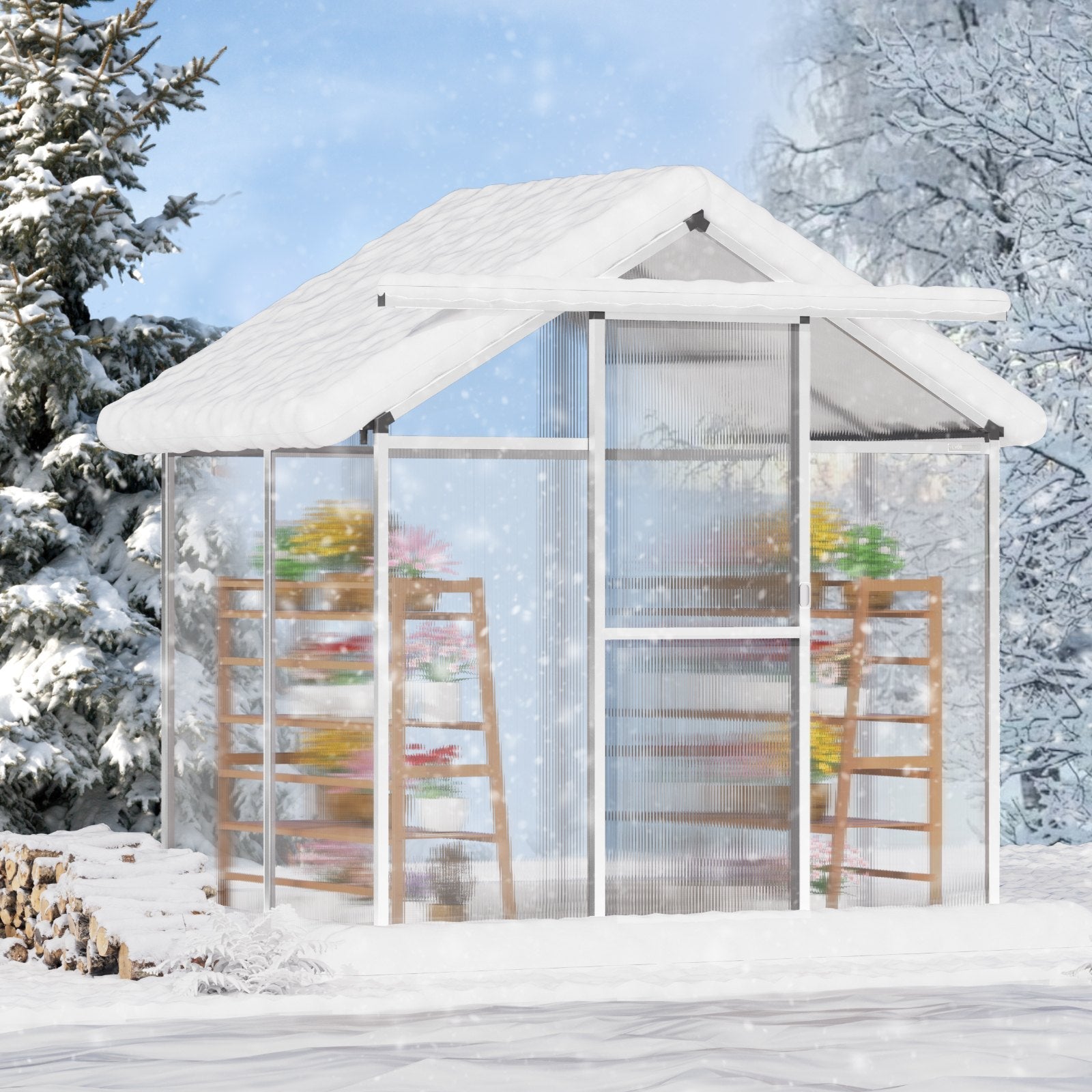 VEVOR Polycarbonate Greenhouse 6 x 4 Ft Outdoor Walk-in Greenhouse for Garden