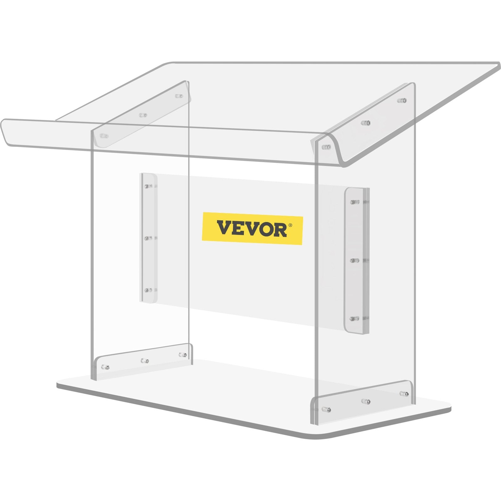VEVOR Tabletop Acrylic Podium 19.5" Tall Plexiglass Podium 27"x13.7" Table Acrylic Pulpits for Churches Slanted Surface with Lip for Book Holder Clear Lectern for Lecture Recital Speech & Presentation