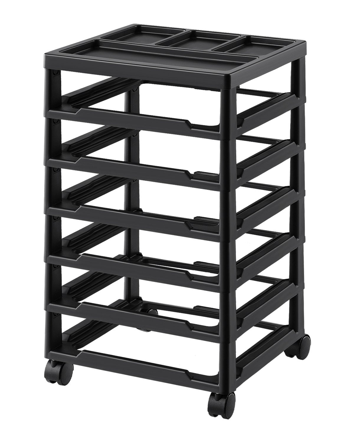 Scrapbook Rolling Storage Cart 6-Tier Large Capacity with Organizer Top Black