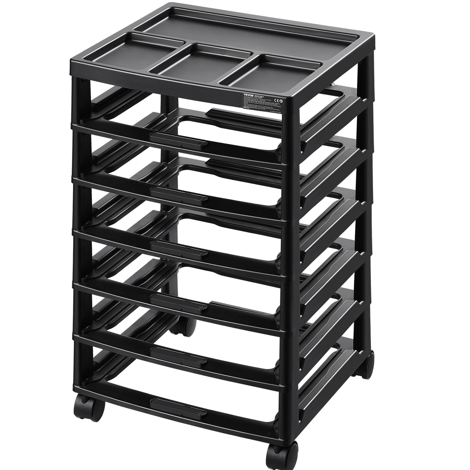 Scrapbook Rolling Storage Cart 6-Tier Large Capacity with Organizer Top Black