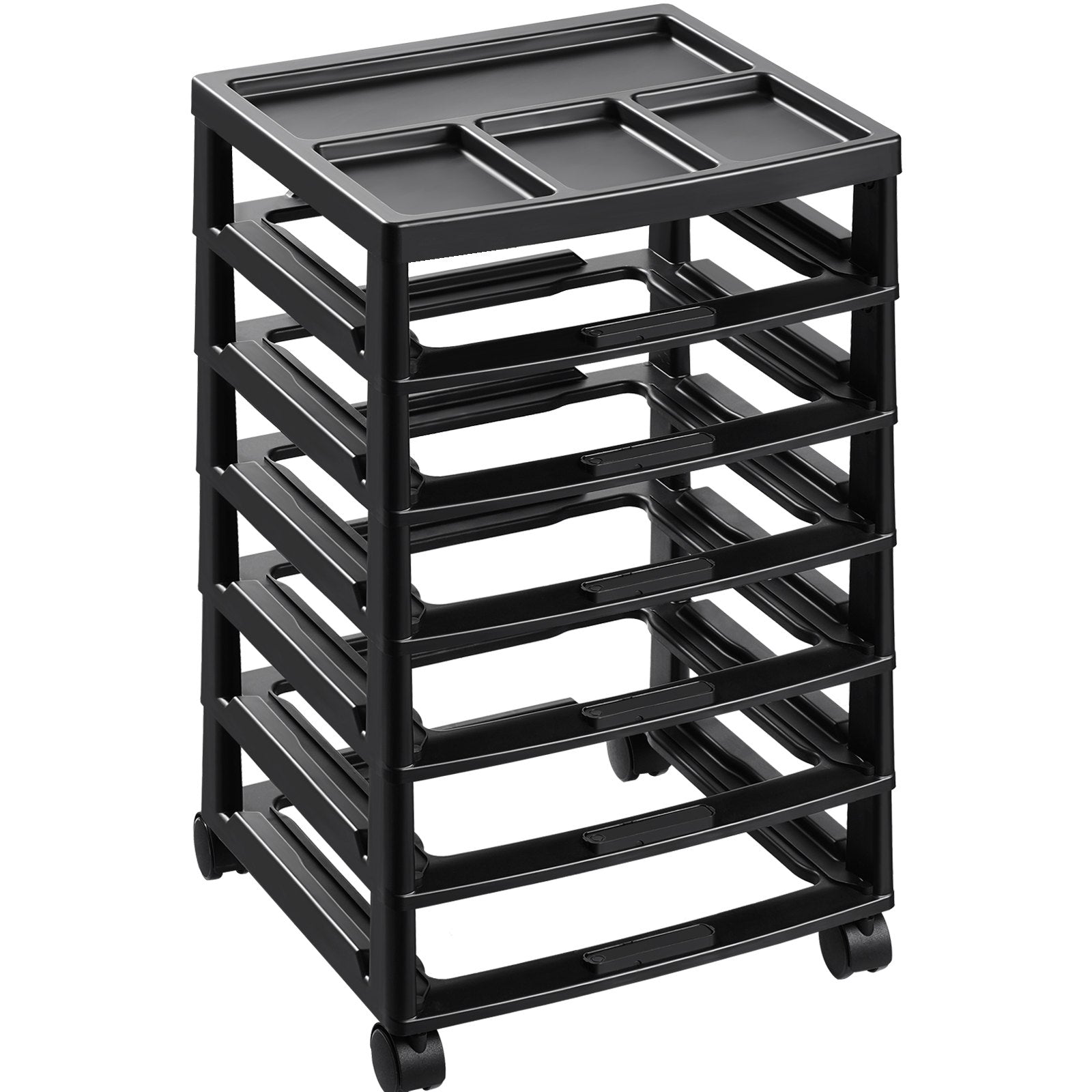 Scrapbook Rolling Storage Cart 6-Tier Large Capacity with Organizer Top Black