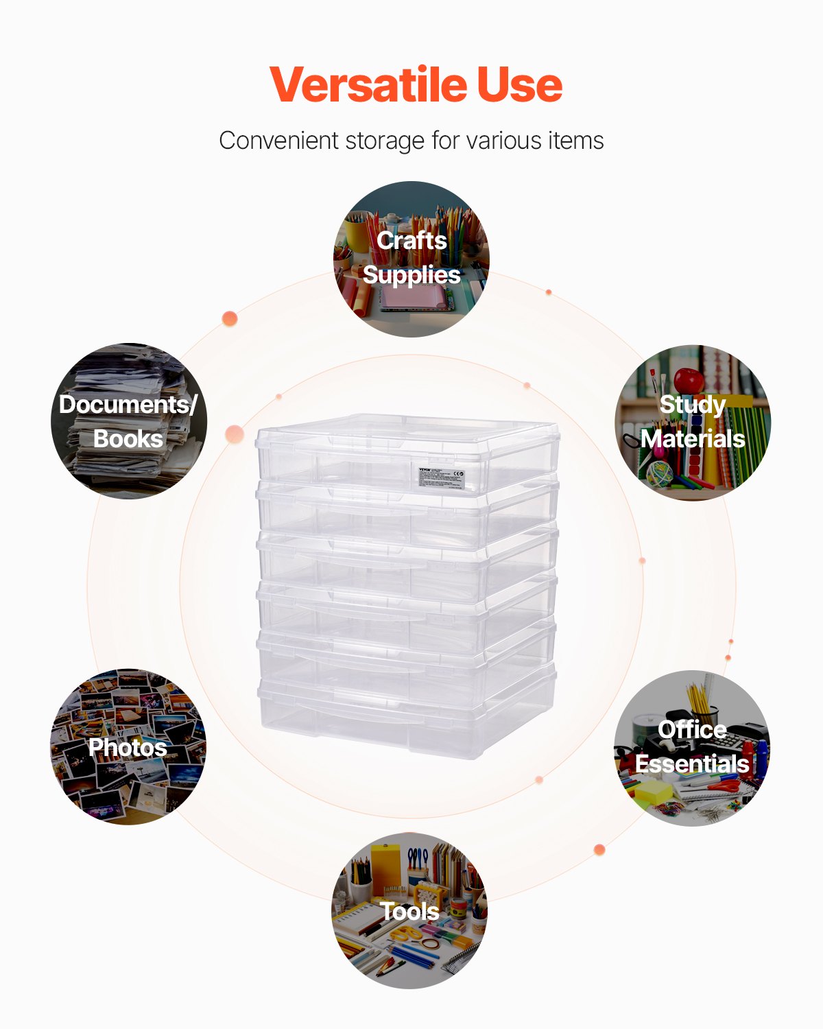 Scrapbook Paper Storage 6 Pack Stackable Plastic Board Game Boxes Clear Case