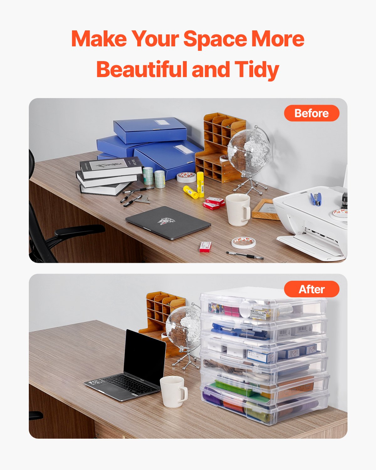 Scrapbook Paper Storage 6 Pack Stackable Plastic Board Game Boxes Clear Case