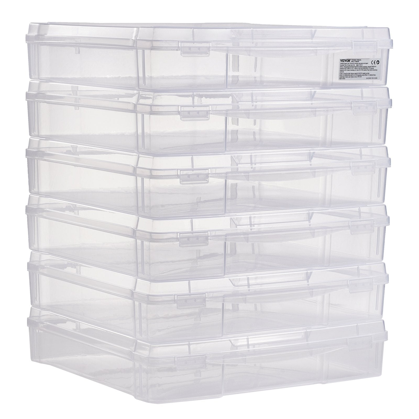 Scrapbook Paper Storage 6 Pack Stackable Plastic Board Game Boxes Clear Case