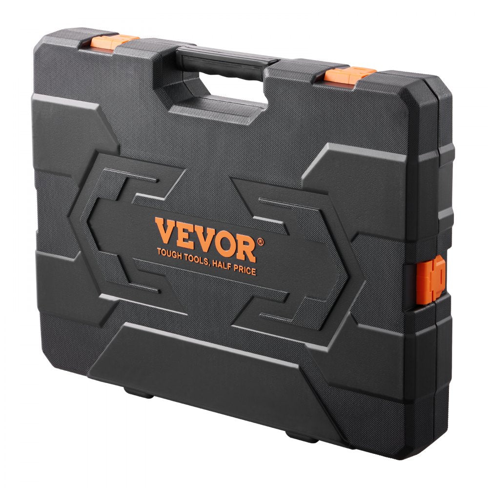 VEVOR Mechanics Tool Set and Socket Set, 1/4" 3/8" 1/2" Drive Deep and Standard Sockets, 205 Pcs SAE and Metric Mechanic Tool Kit with Bits, Combination Wrench, Hex Wrenches, Accessories, Storage Case