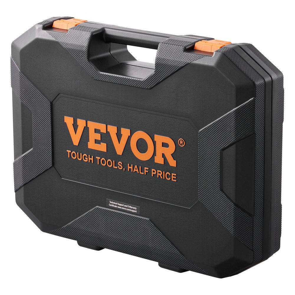 VEVOR Mechanics Tool Set and Socket Set, 1/4" and 3/8" Drive Deep and Standard Sockets, 145 Pcs SAE and Metric Mechanic Tool Kit with Bits, Combination Wrench, Hex Wrenches, Accessories, Storage Case