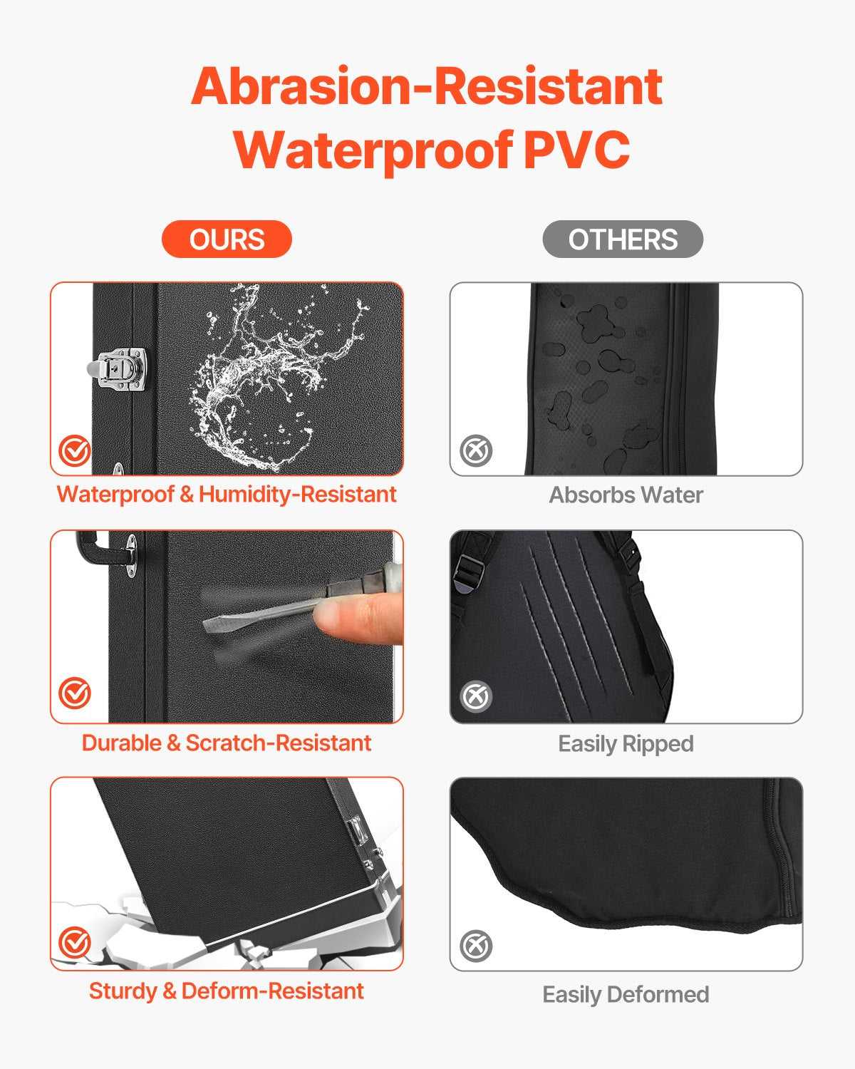 VEVOR Bass Guitar Hard Case 48.03 in Waterproof With Lock And Key for Bass Guitar