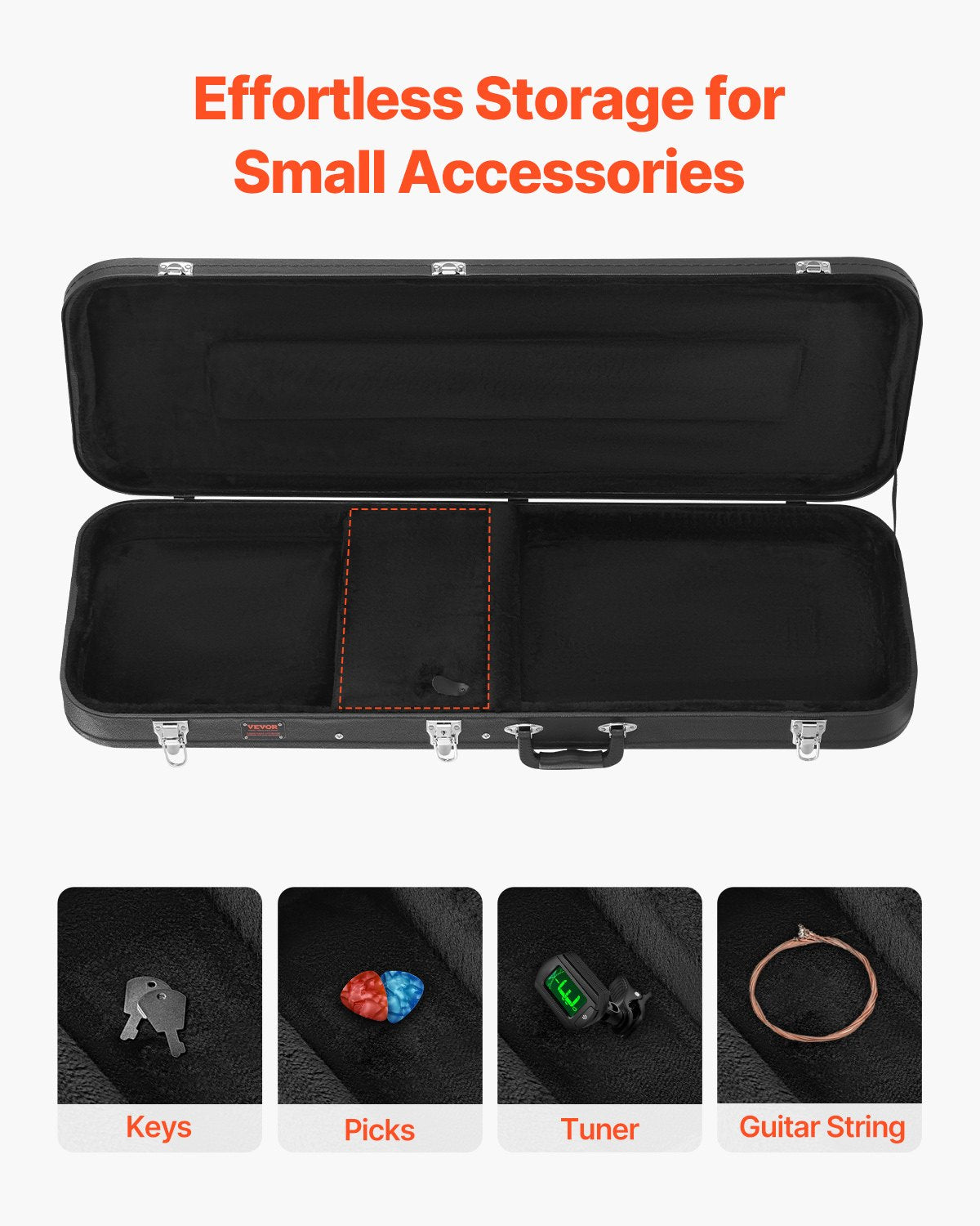 VEVOR Bass Guitar Hard Case 48.03 in Waterproof With Lock And Key for Bass Guitar