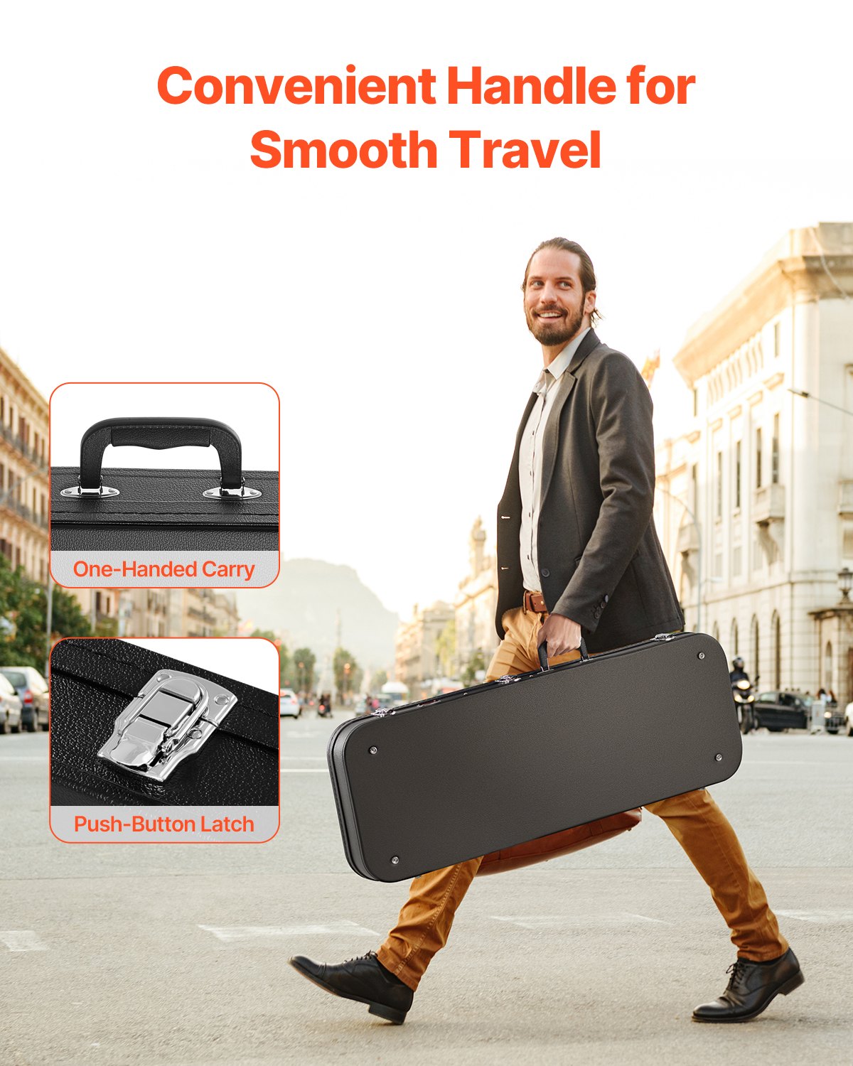 VEVOR Electric Guitar Hard Case 43.11 in With Lock And Key for Electric Guitar