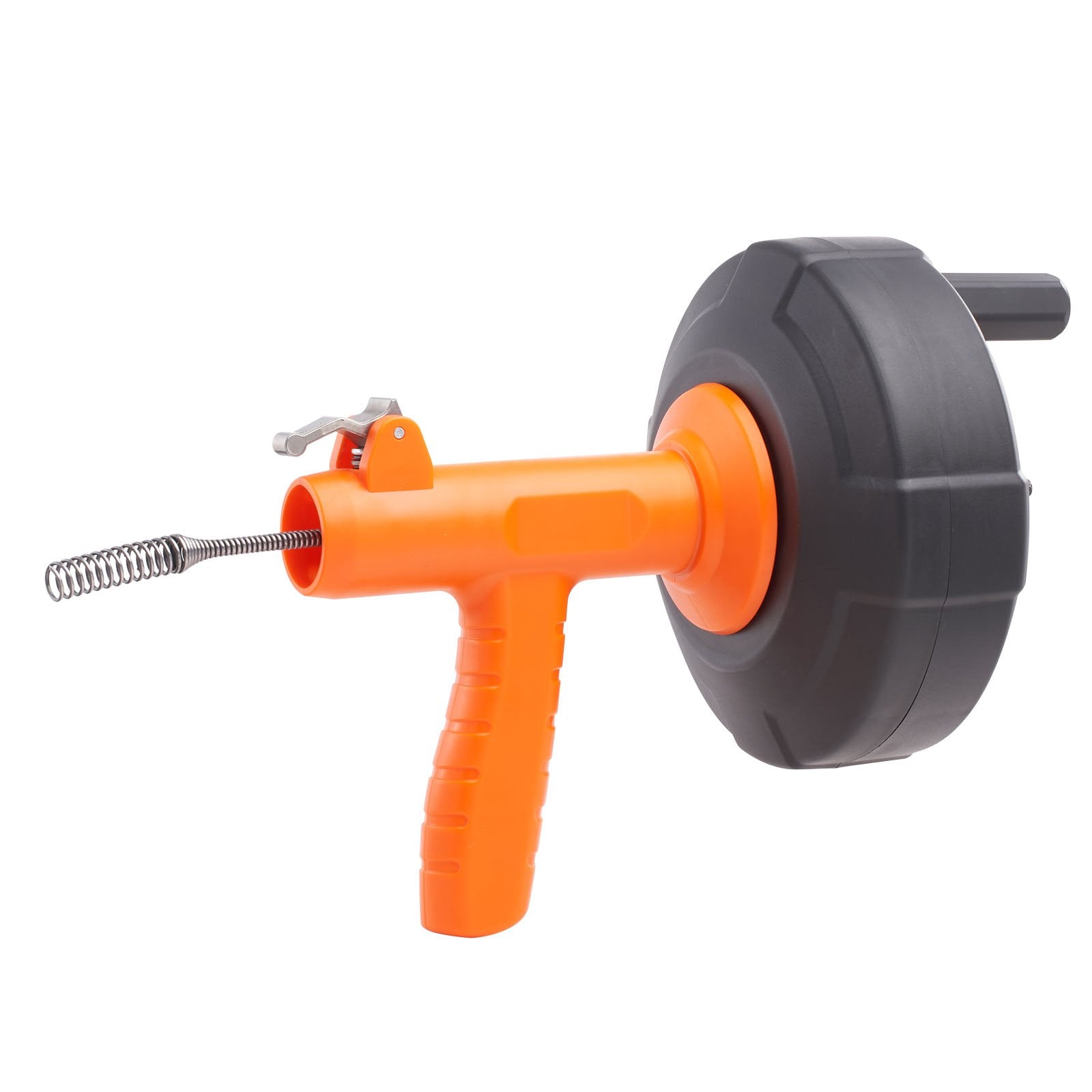 VEVOR Drain Auger, 25ft 1/4in Heavy Duty Flexible Drum Plumbing Drain Snake with Drill Adapter, Use Manually/Powered Steel Cable Clog Remover, Kitchen Bathrom Shower Sink with Gloves Autofeed Control