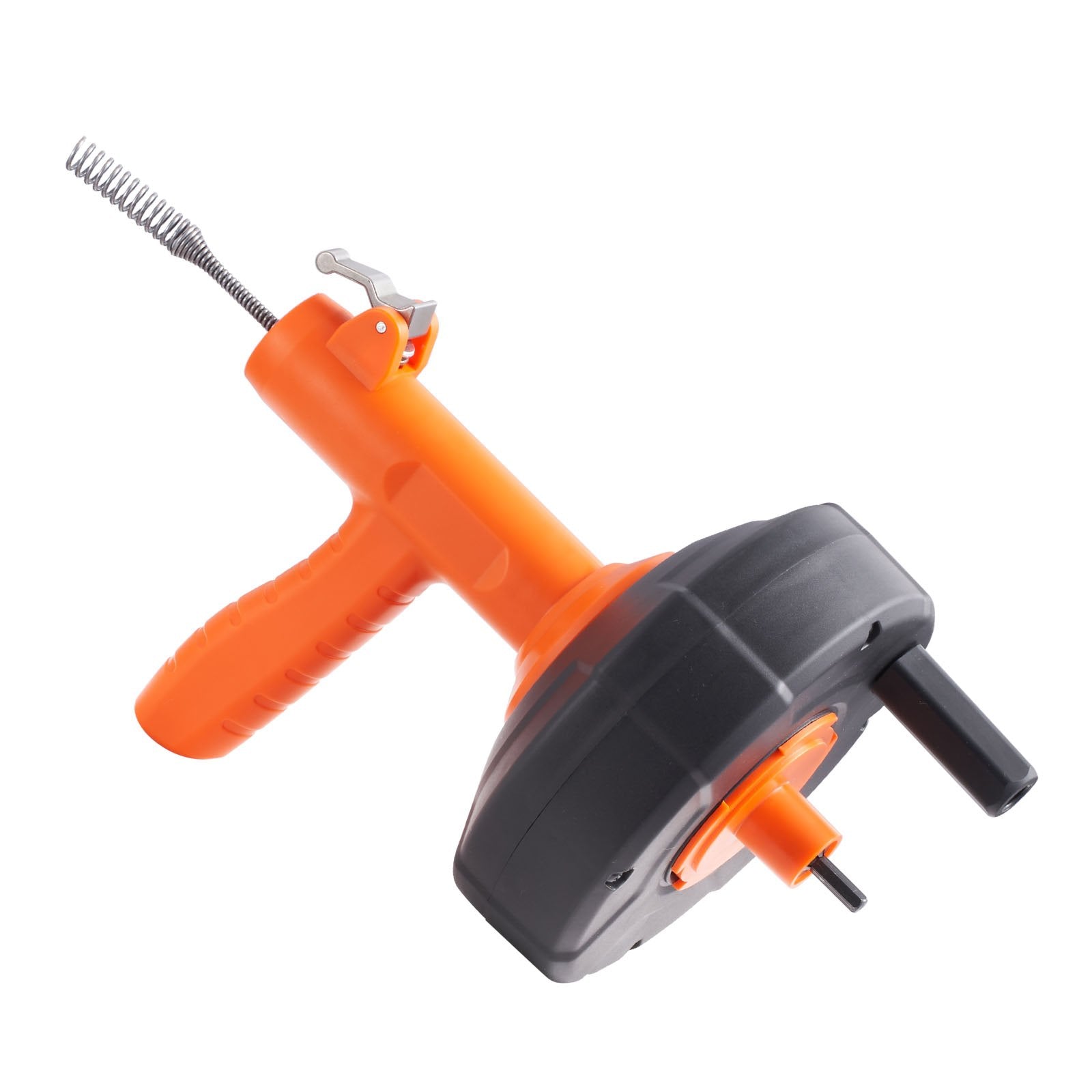 VEVOR Drain Auger, 25ft 1/4in Heavy Duty Flexible Drum Plumbing Drain Snake with Drill Adapter, Use Manually/Powered Steel Cable Clog Remover, Kitchen Bathrom Shower Sink with Gloves Autofeed Control