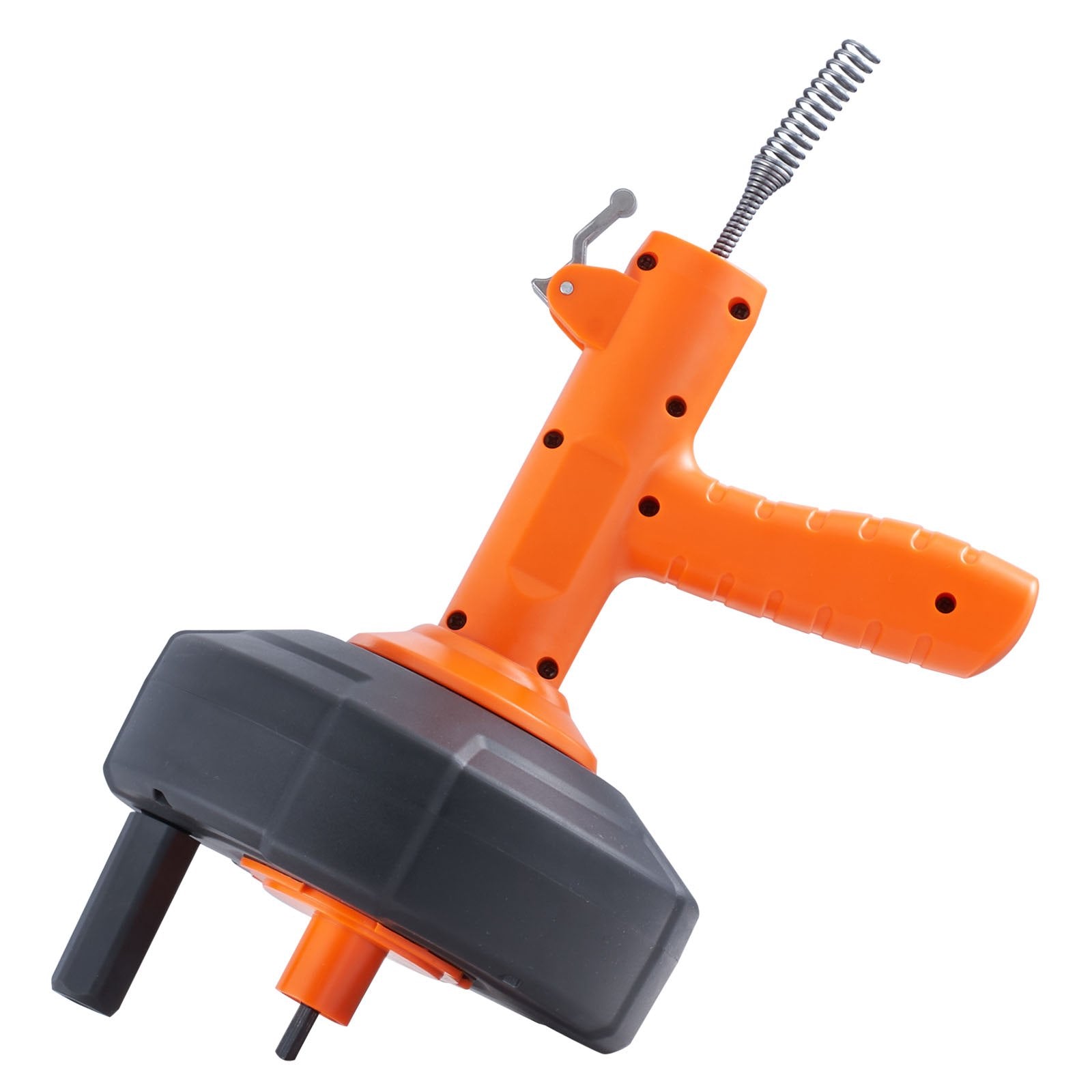 VEVOR Drain Auger, 25ft 1/4in Heavy Duty Flexible Drum Plumbing Drain Snake with Drill Adapter, Use Manually/Powered Steel Cable Clog Remover, Kitchen Bathrom Shower Sink with Gloves Autofeed Control