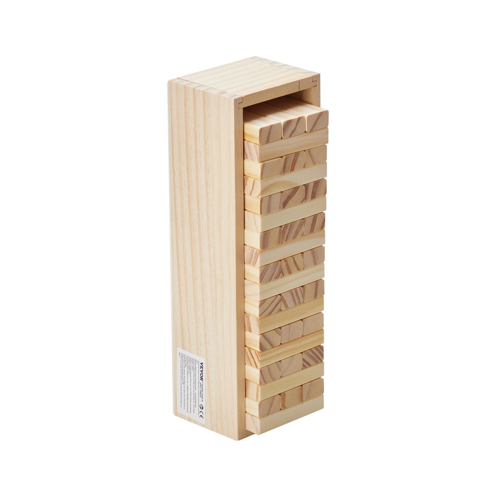 VEVOR Tumbling Timber Toy 54 Blocks Tumble Tower Blocks Game Pine Wood Crate
