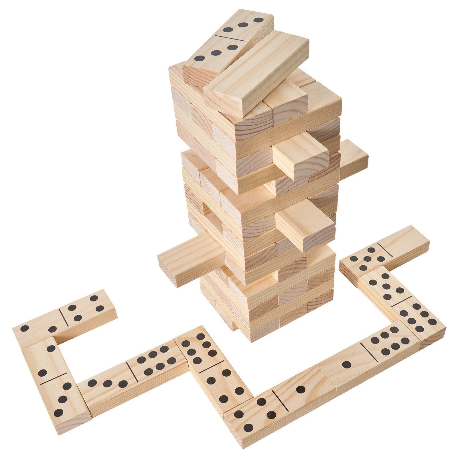 VEVOR Tumbling Timber Toy 60 Blocks Giant Tumble Tower Blocks Game Pine Wood Bag