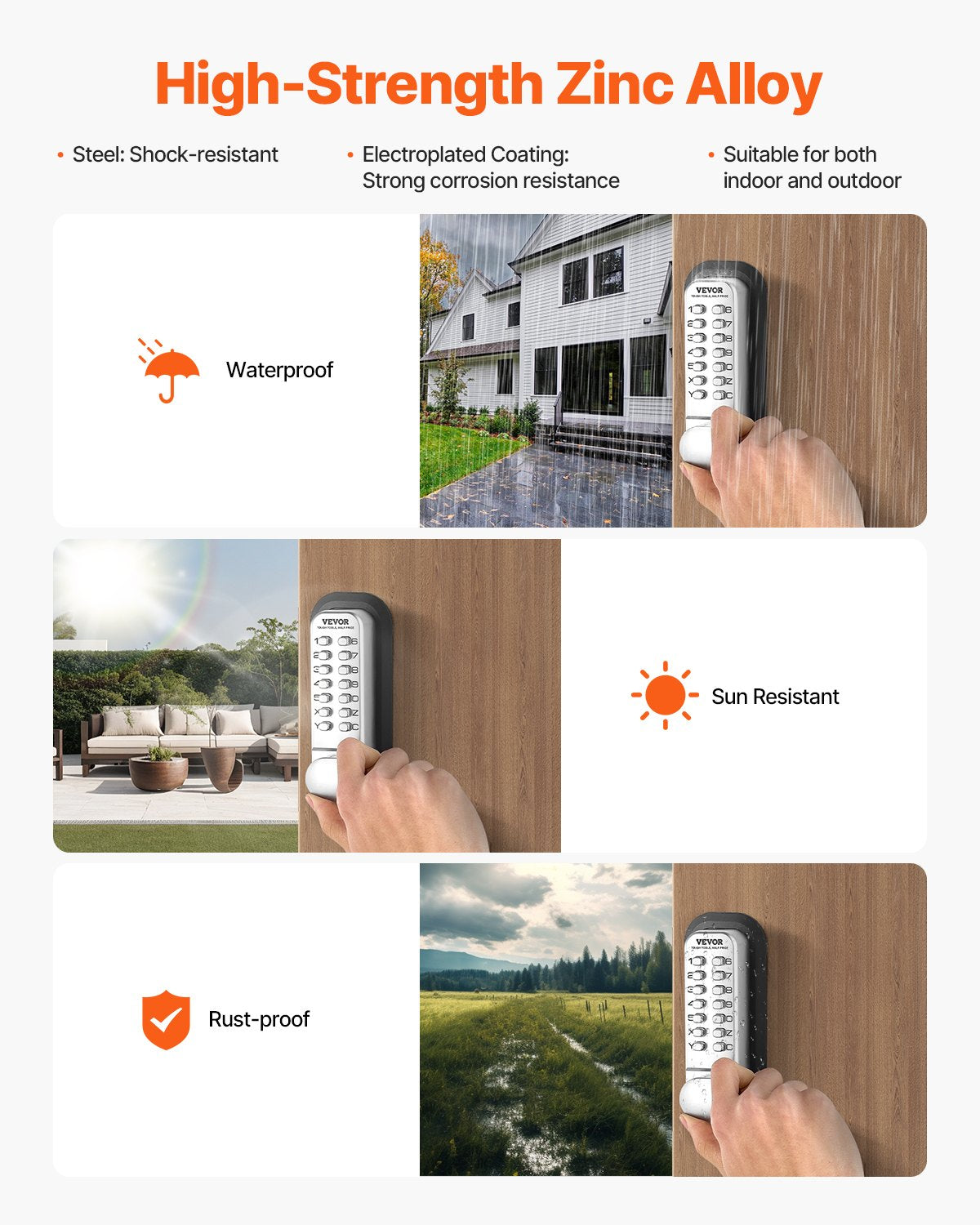 VEVOR Mechanical Keyless Entry Door Lock 14 Key Mechanical Door Lock Single-Side
