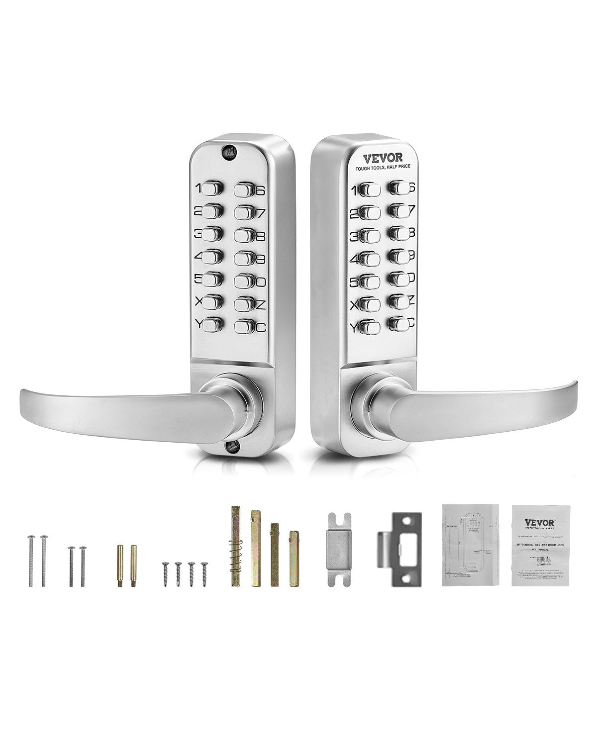 VEVOR Mechanical Keyless Entry Door Lock 14 Key Mechanical Keypad Lock Sliver