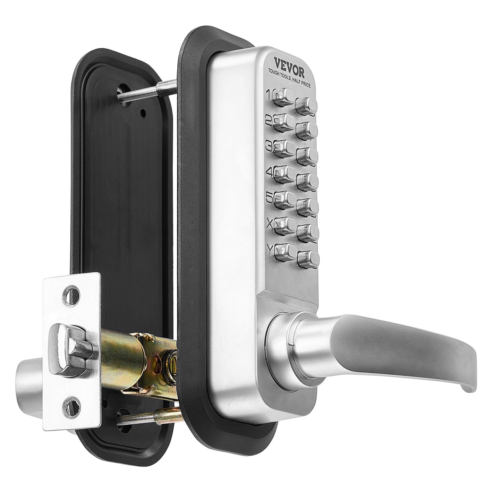 VEVOR Mechanical Keyless Entry Door Lock 14 Key Mechanical Keypad Lock Sliver
