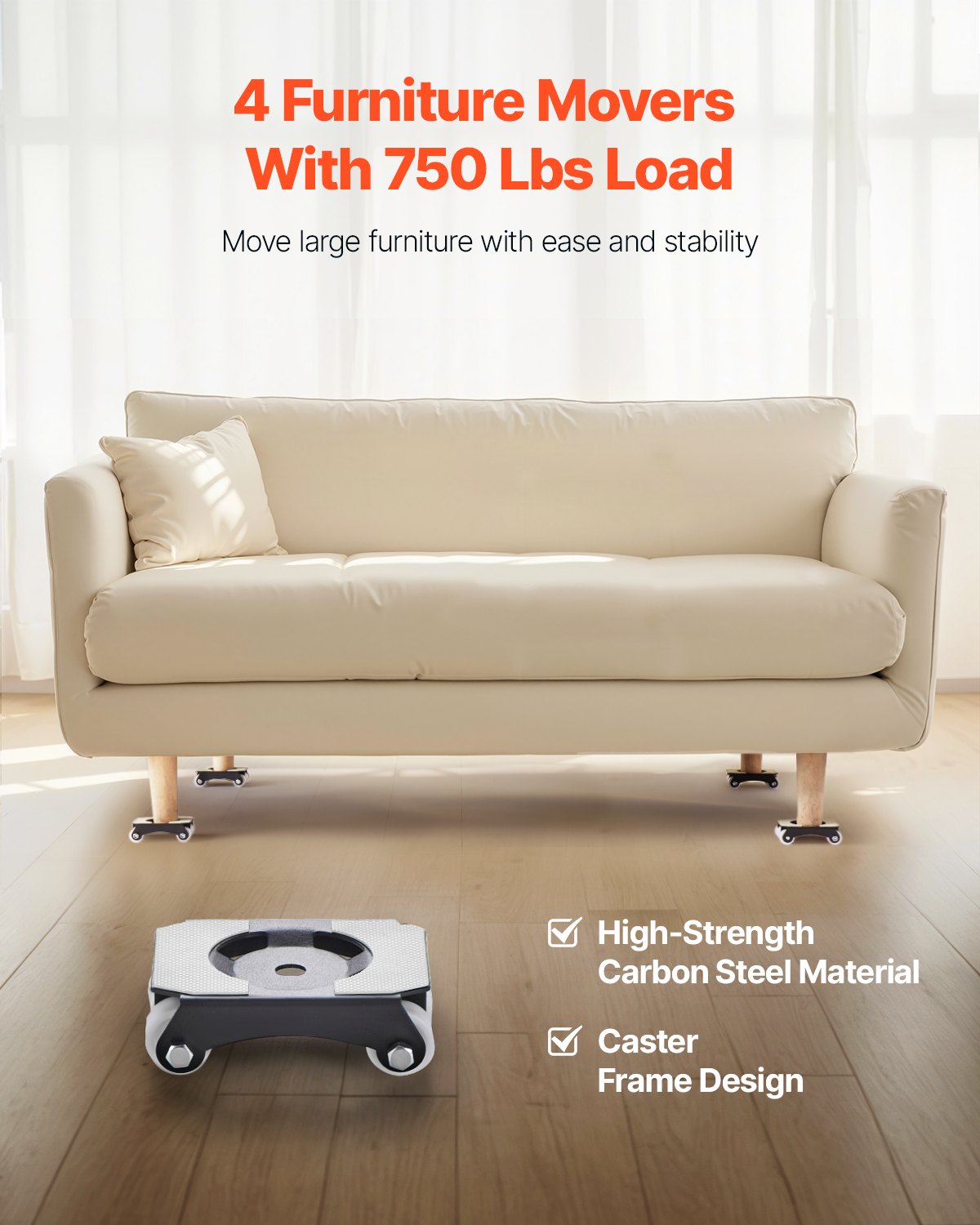 VEVOR Furniture Dolly Heavy Duty Furniture Movers with Casters 750 lbs Capacity