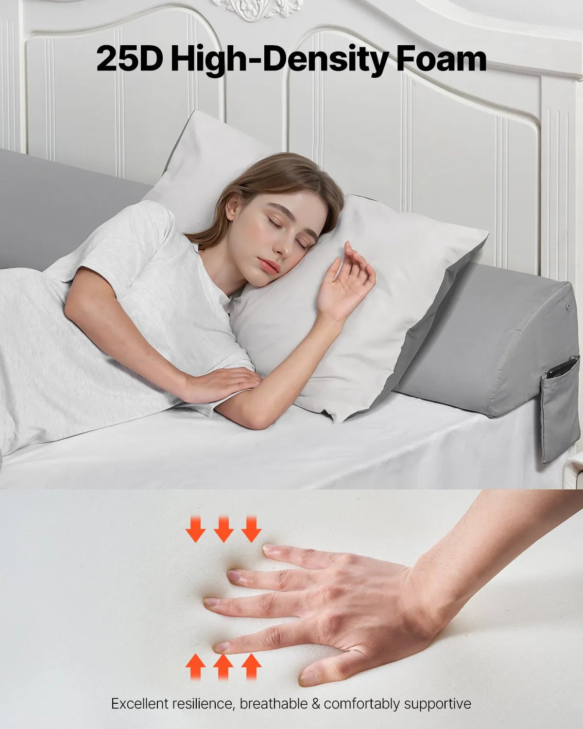 VEVOR Bed Wedge Pillow for Headboard 72" x 10" x 6" Bed Gap Filler Fill 0-7" Gap