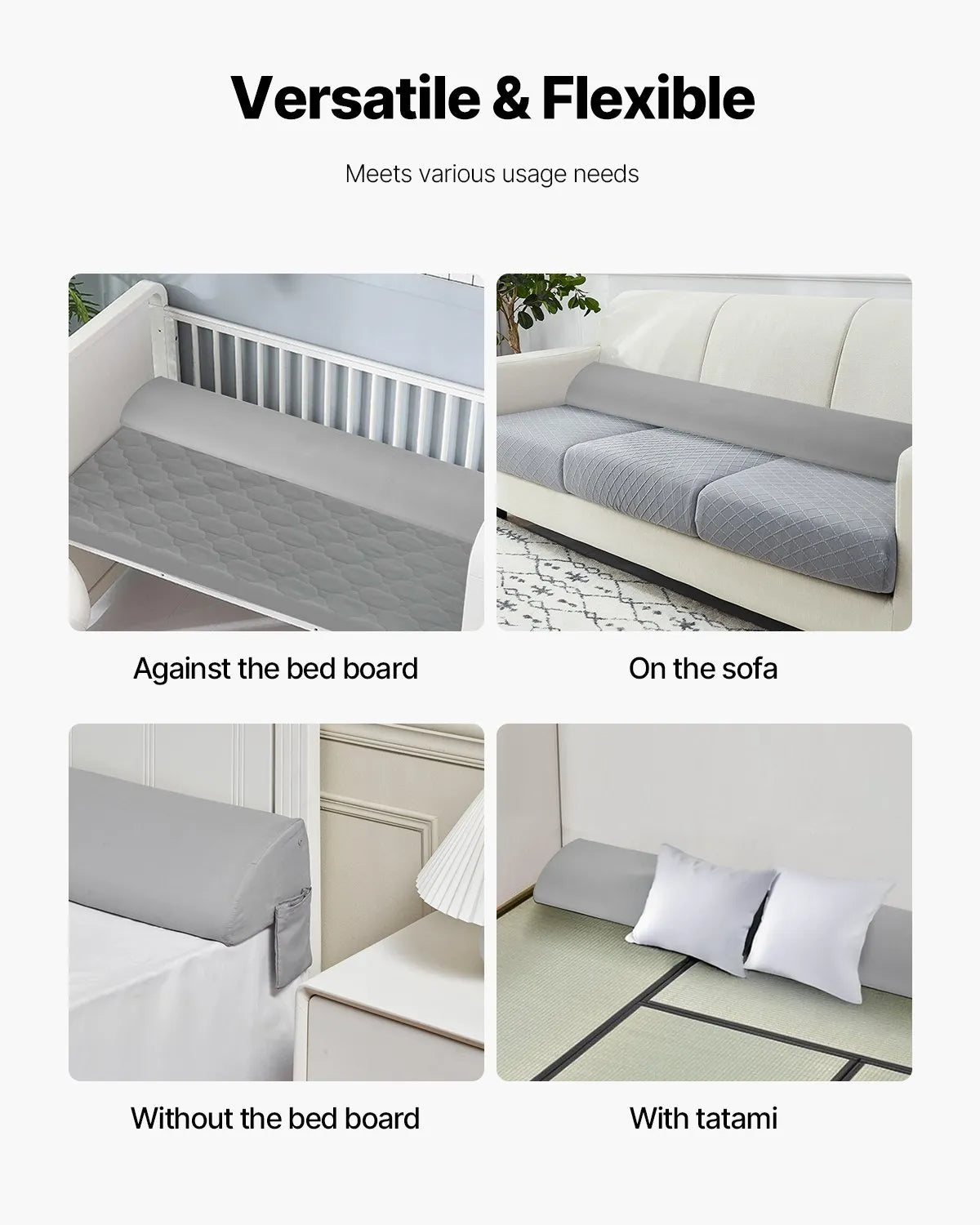 VEVOR Bed Wedge Pillow for Headboard 72" x 10" x 6" Bed Gap Filler Fill 0-7" Gap