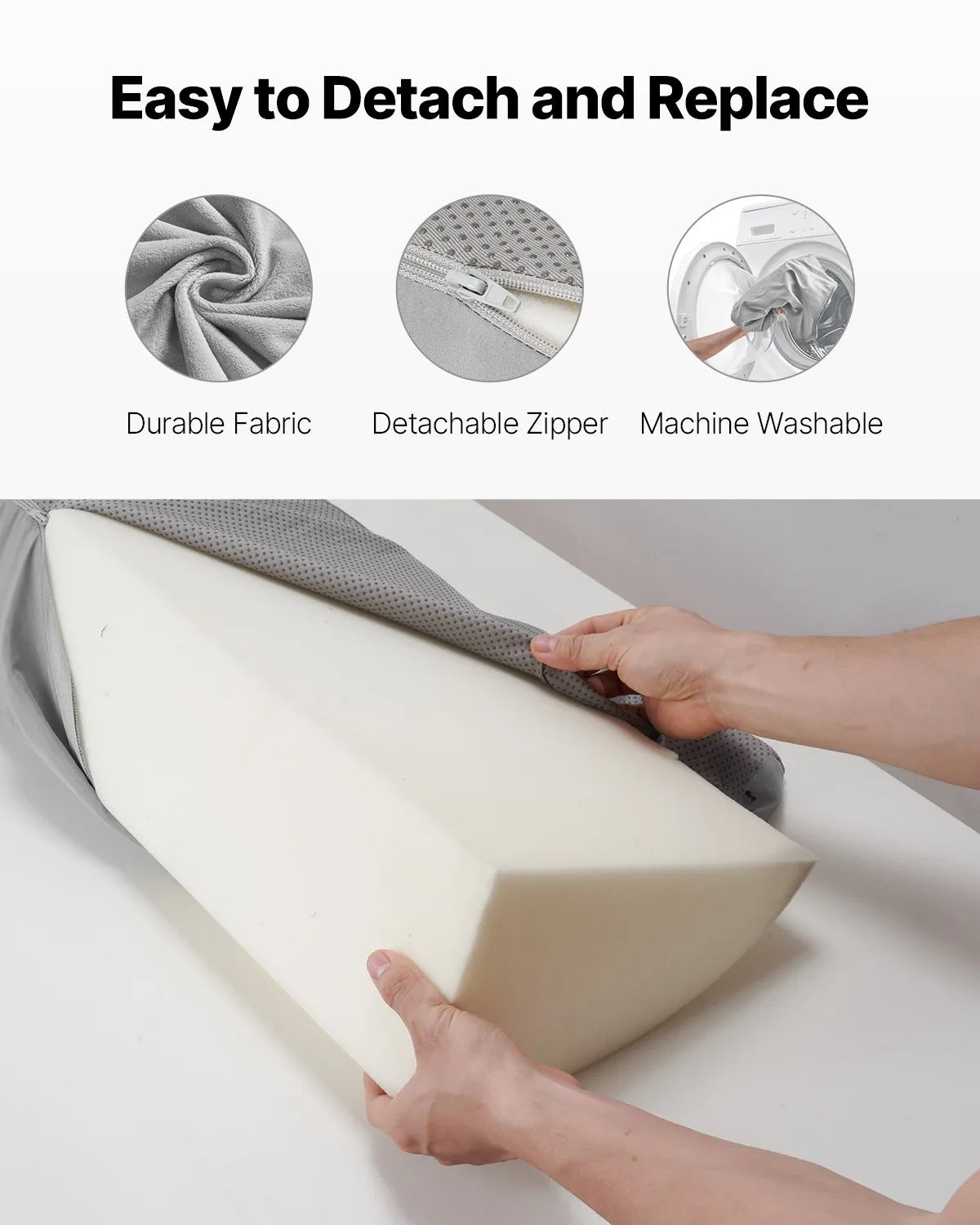 VEVOR Bed Wedge Pillow for Headboard 72" x 10" x 6" Bed Gap Filler Fill 0-7" Gap
