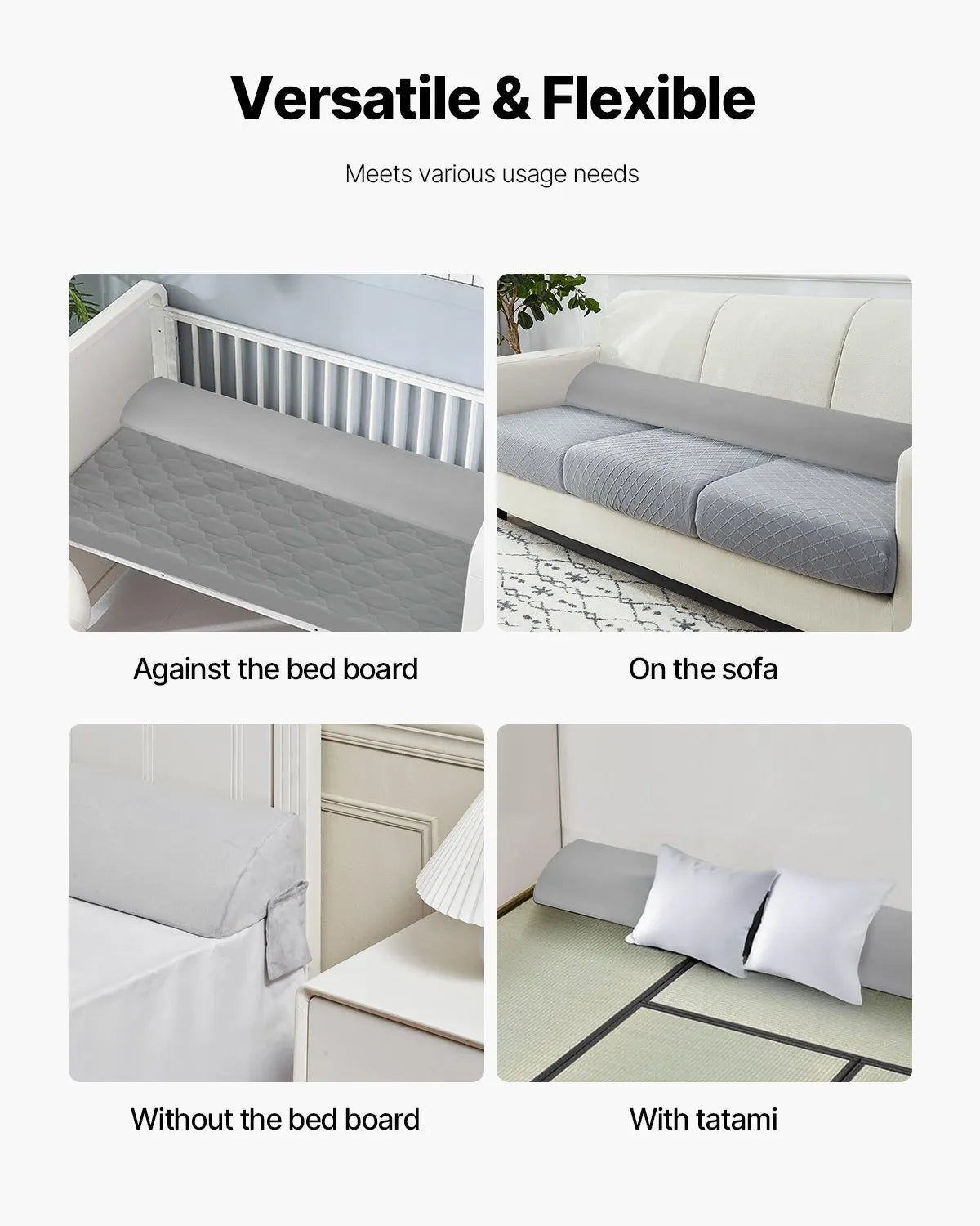 VEVOR Bed Wedge Pillow 76"x10"x6" Plush Bed Gap Filler Headboard Fill 0-7" Gap