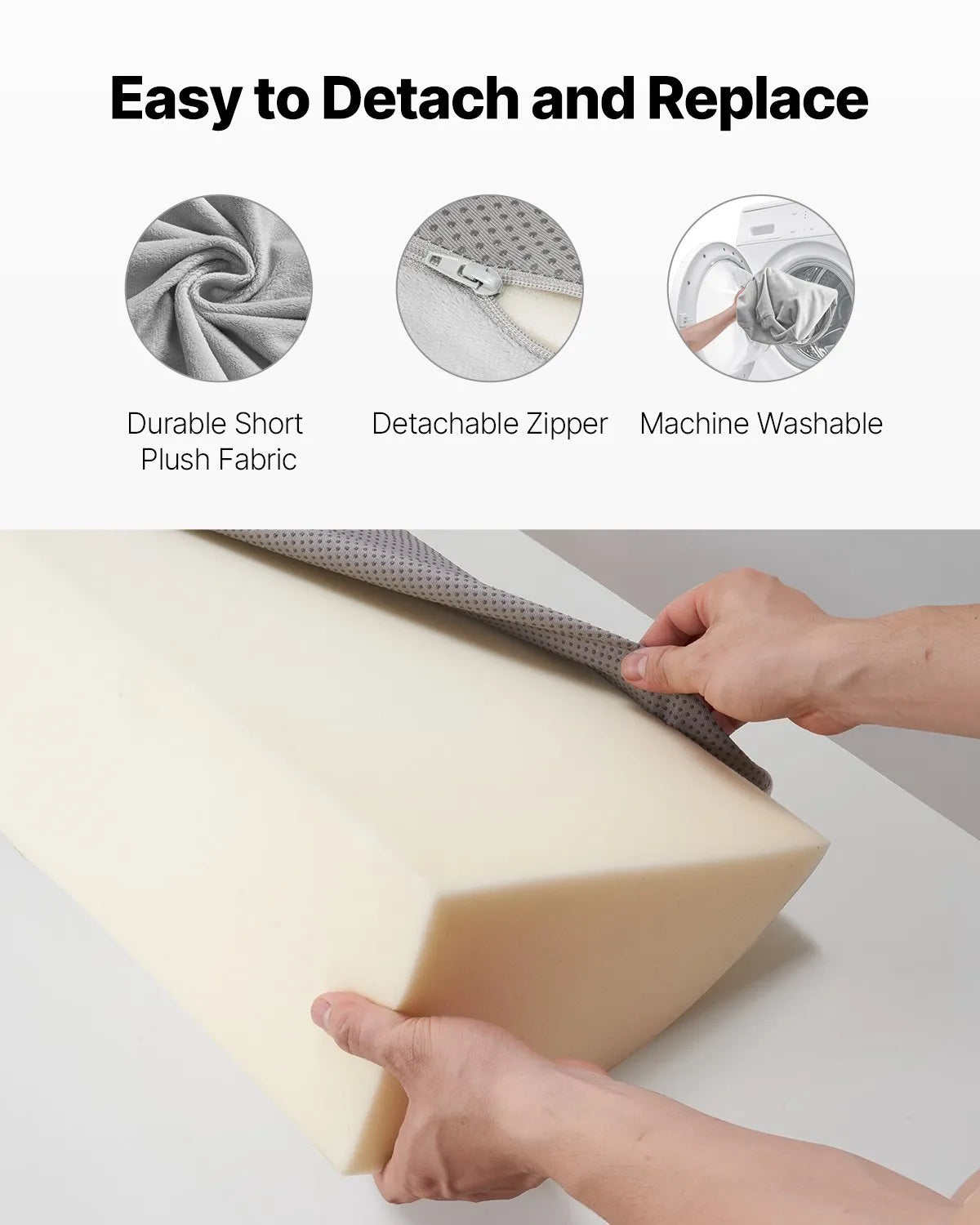 VEVOR Bed Wedge Pillow 76"x10"x6" Plush Bed Gap Filler Headboard Fill 0-7" Gap