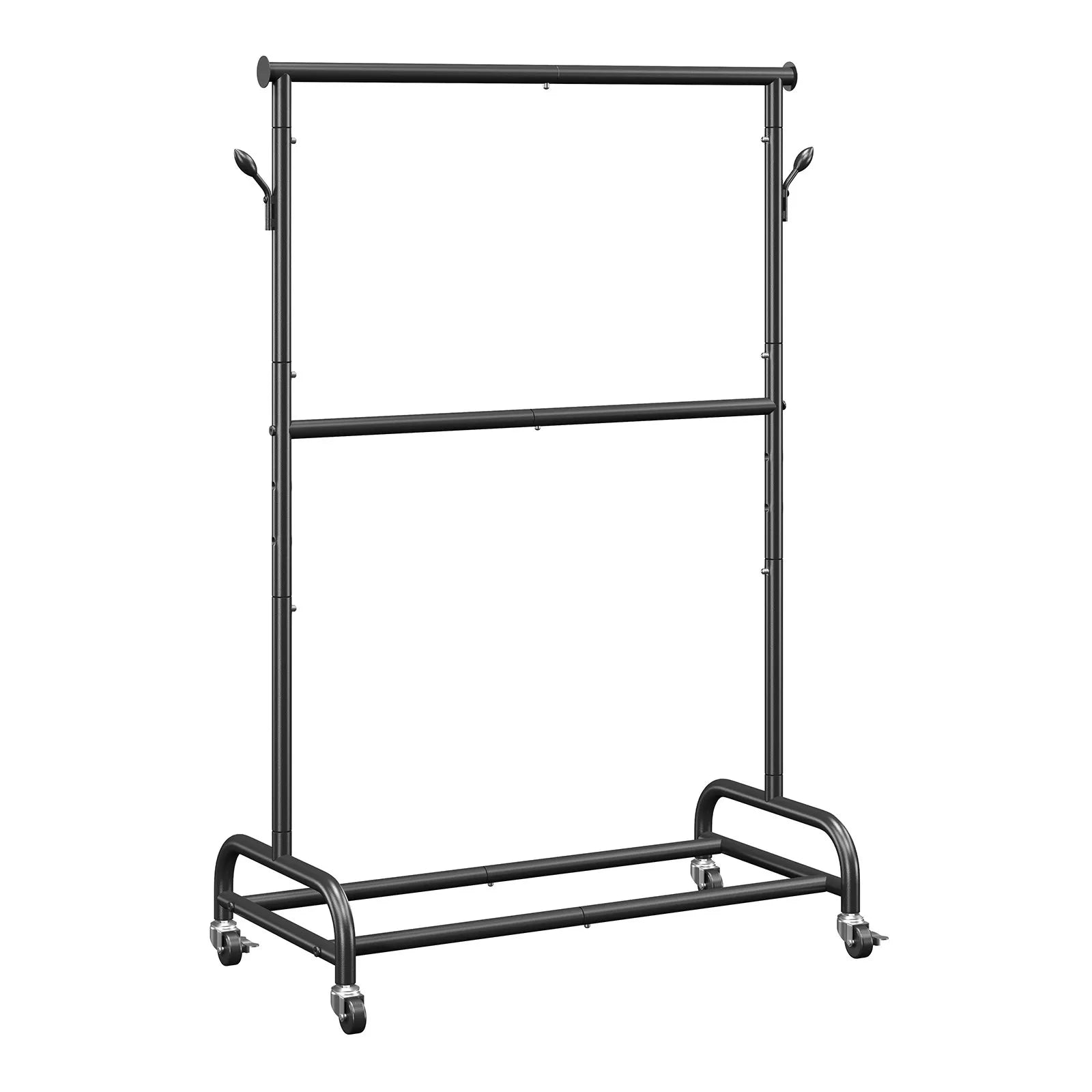 VEVOR Clothes Rack, Rolling Clothing Garment Rack with Adjustable Crossbar and Side Hooks, 150 lbs Load Capacity, Heavy Duty Carbon Steel Clothing Racks with Wheels for Bedroom, Laundry, Living Room